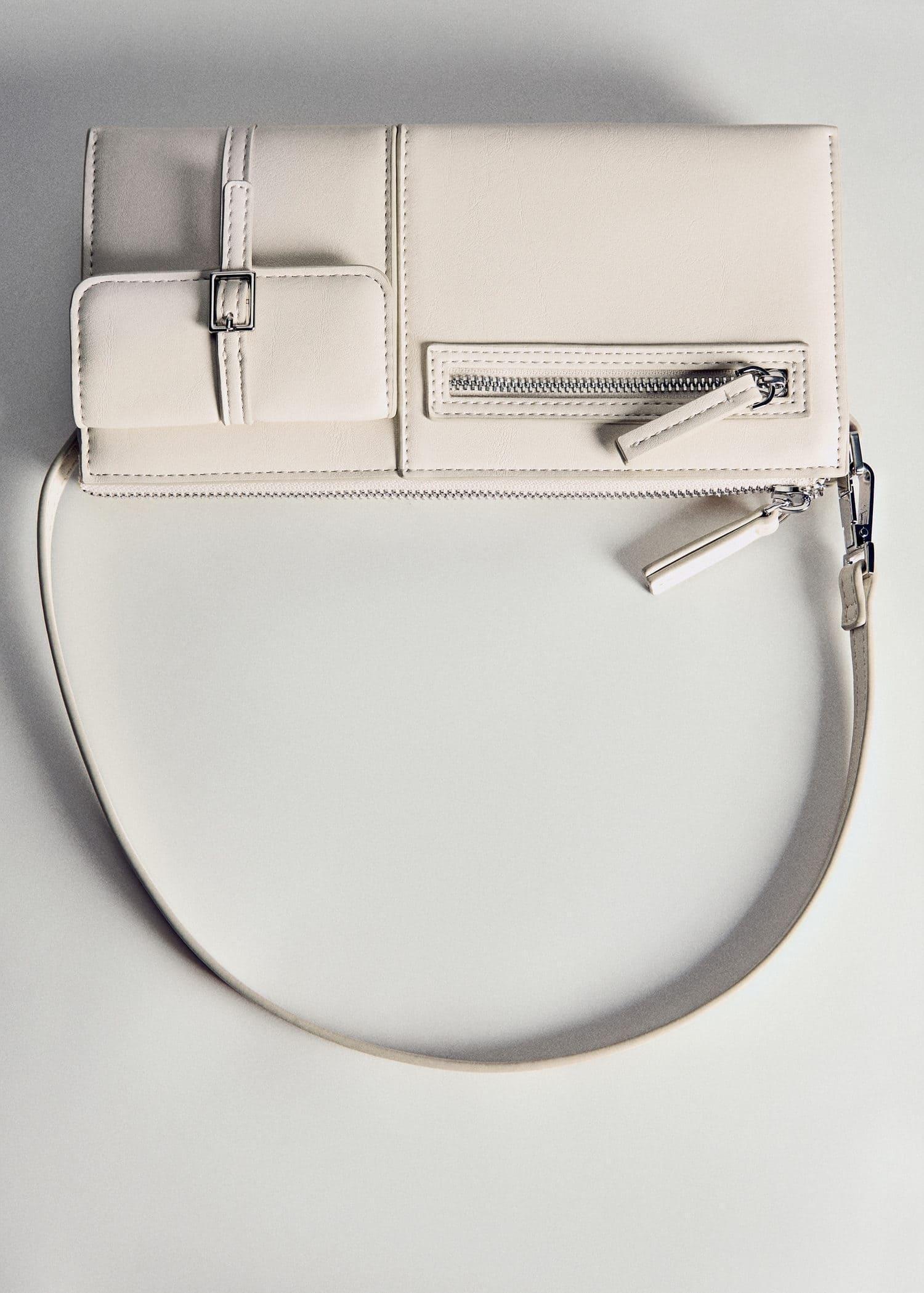 White Shoulder Bag With Pockets, White, large image number 4