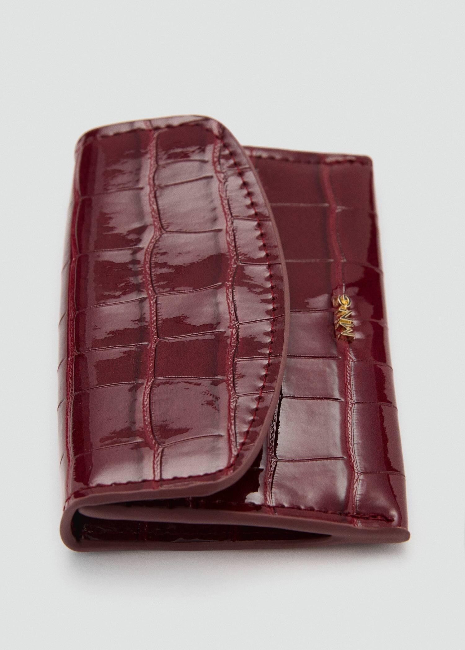 Red Crocodile-Effect Purse, Dark Red, large image number 1