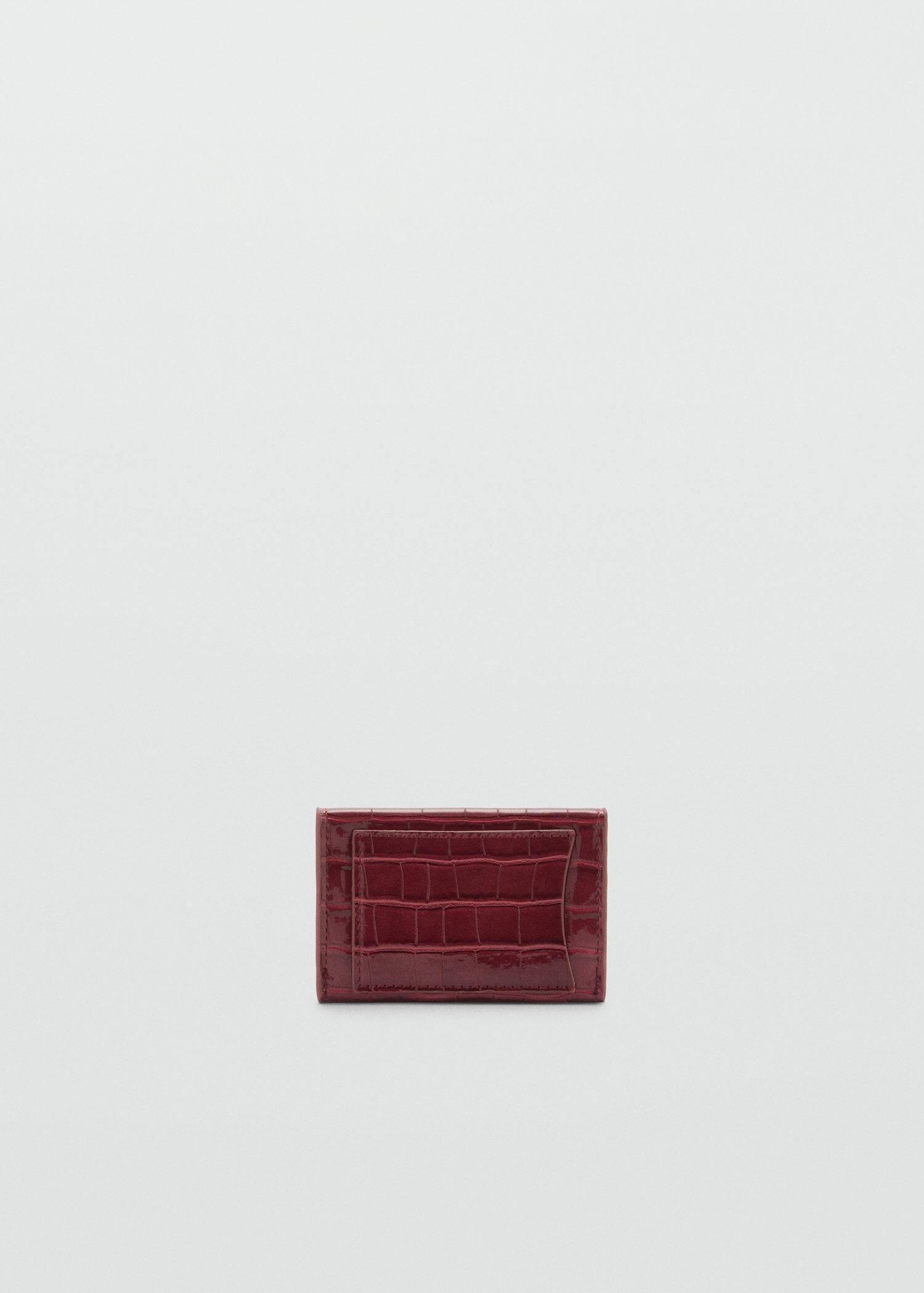 Red Crocodile-Effect Purse, Dark Red, large image number 2