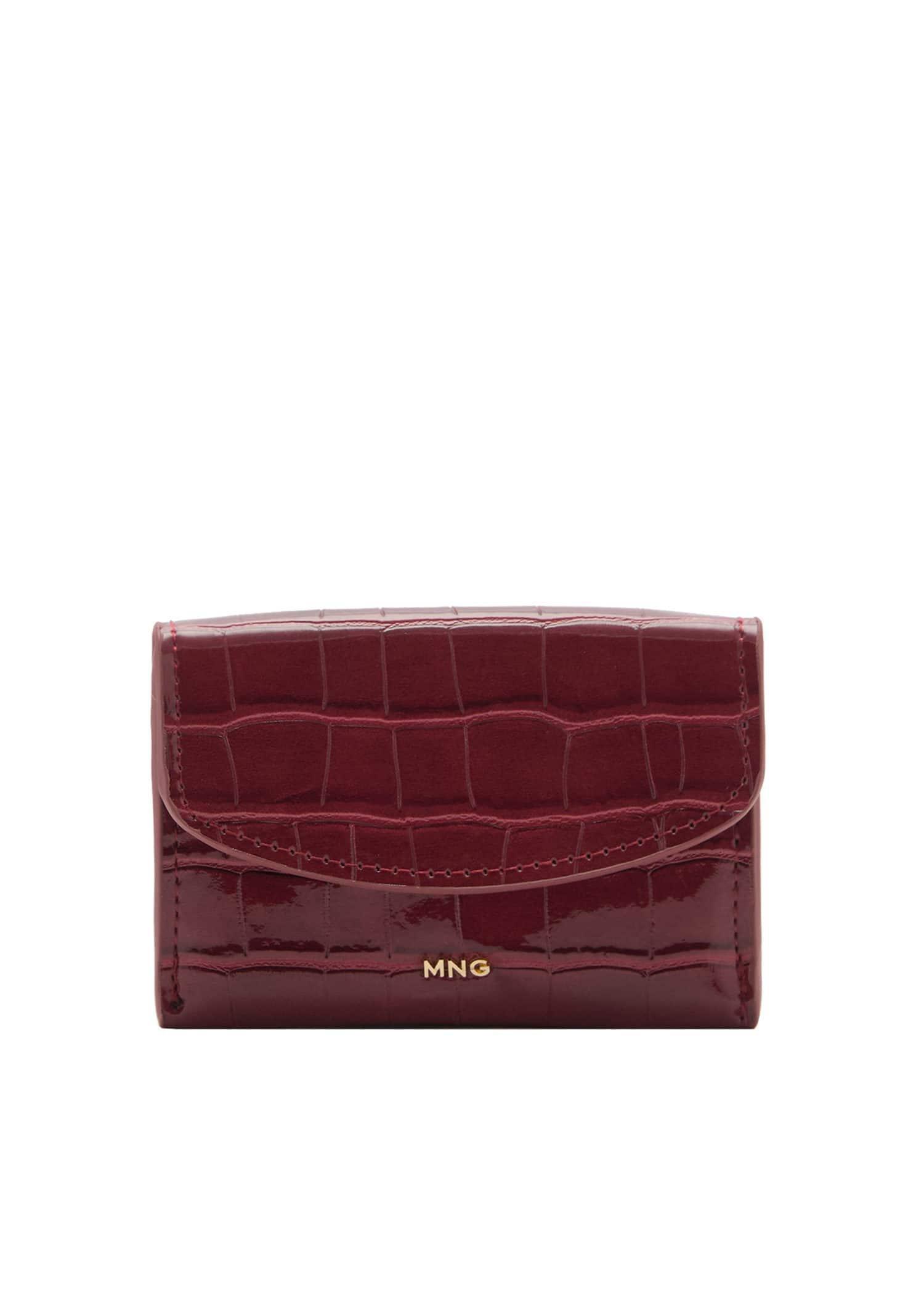 Red Crocodile-Effect Purse, Dark Red, large image number 3