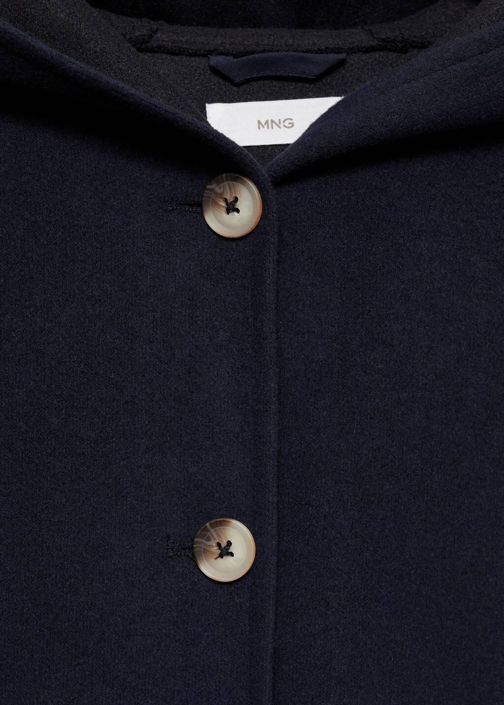 Navy Hooded Button Coat, Kids Girl, , large image number 2
