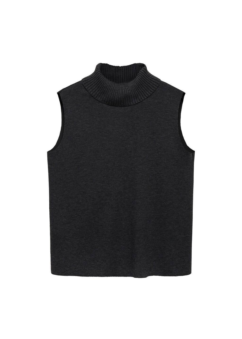 Grey Sleeveless Knitted Top, , large image number 0