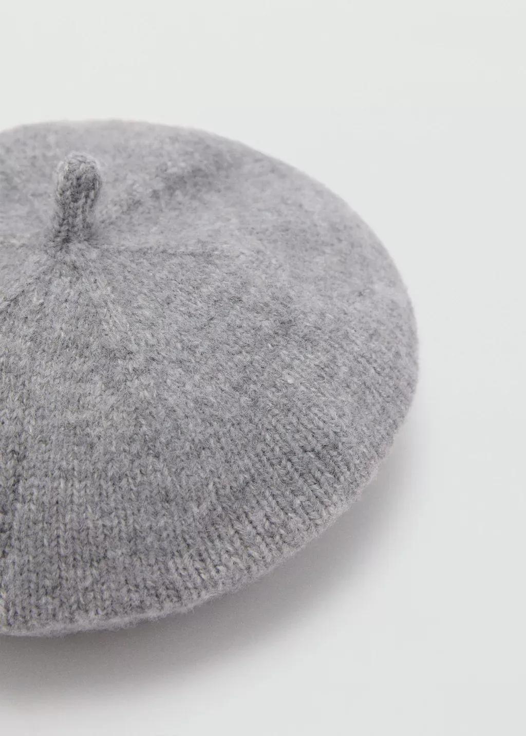 Grey Striped Beret, Medium Grey, large image number 0