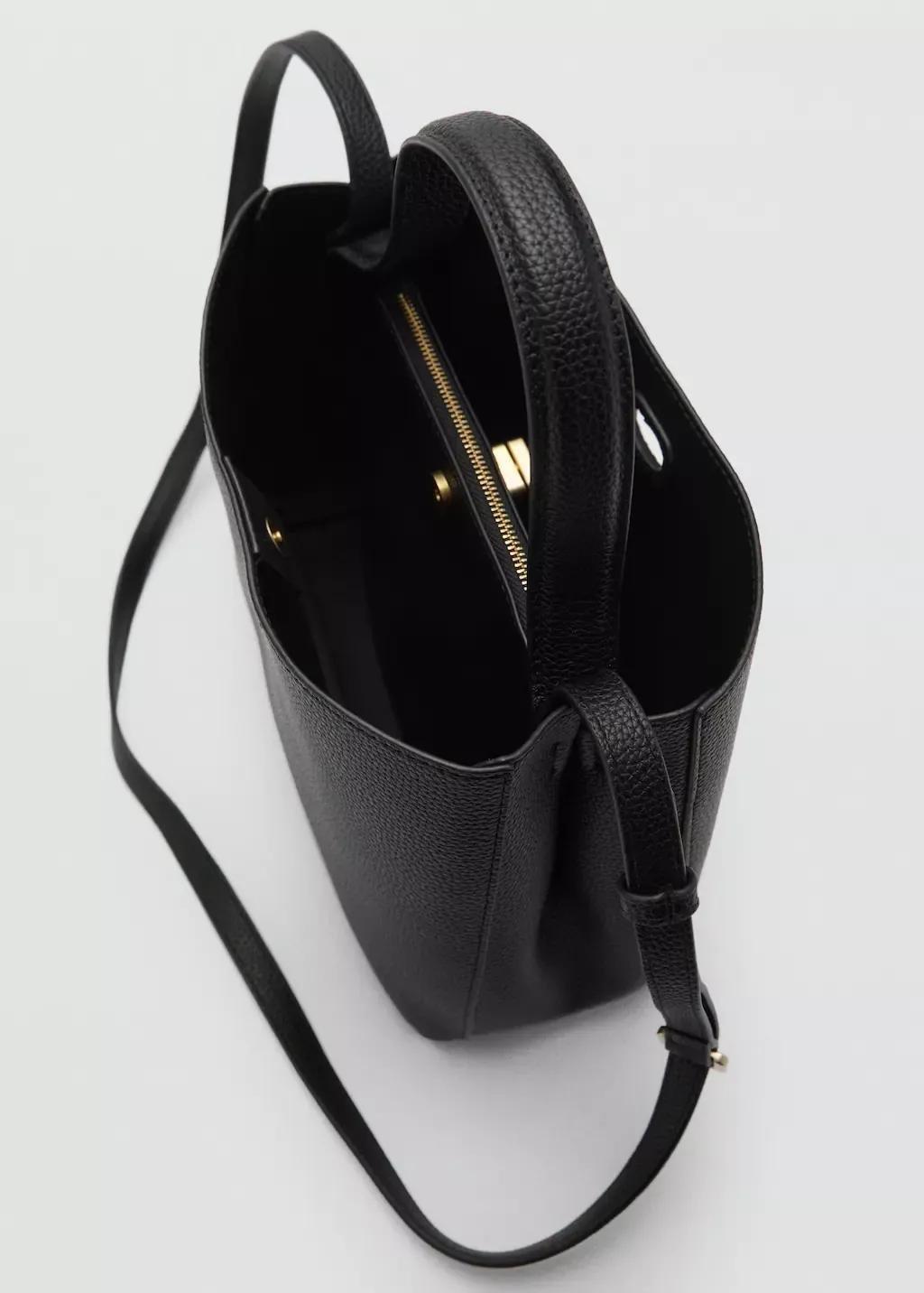 Black Crossbody Bag With Double Handle, Black, large image number 2