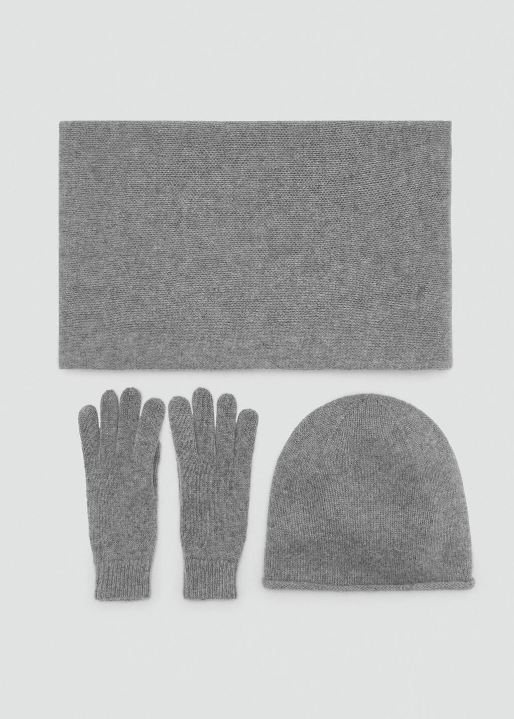 Grey 100% Cashmere Gloves, Medium Grey, large image number 1