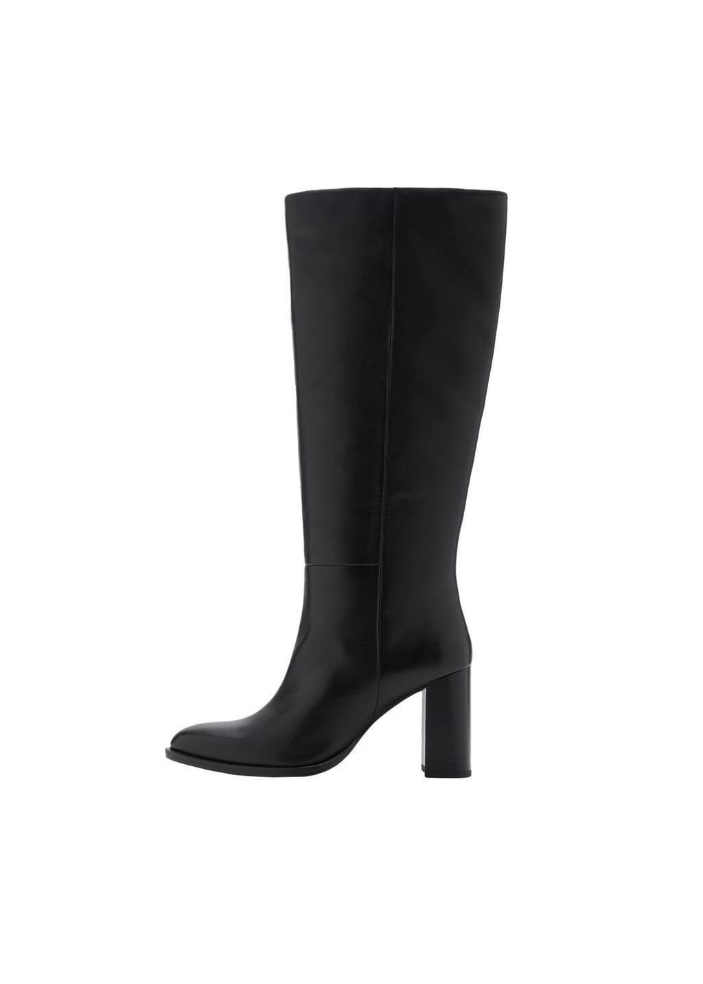 Black High Heel Leather Boot, , large image number 3
