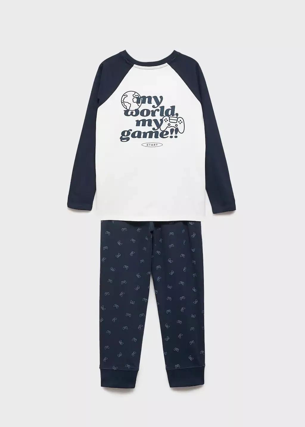 Navy Cotton Printed Long Pyjamas, Kids Boy, , large image number 4
