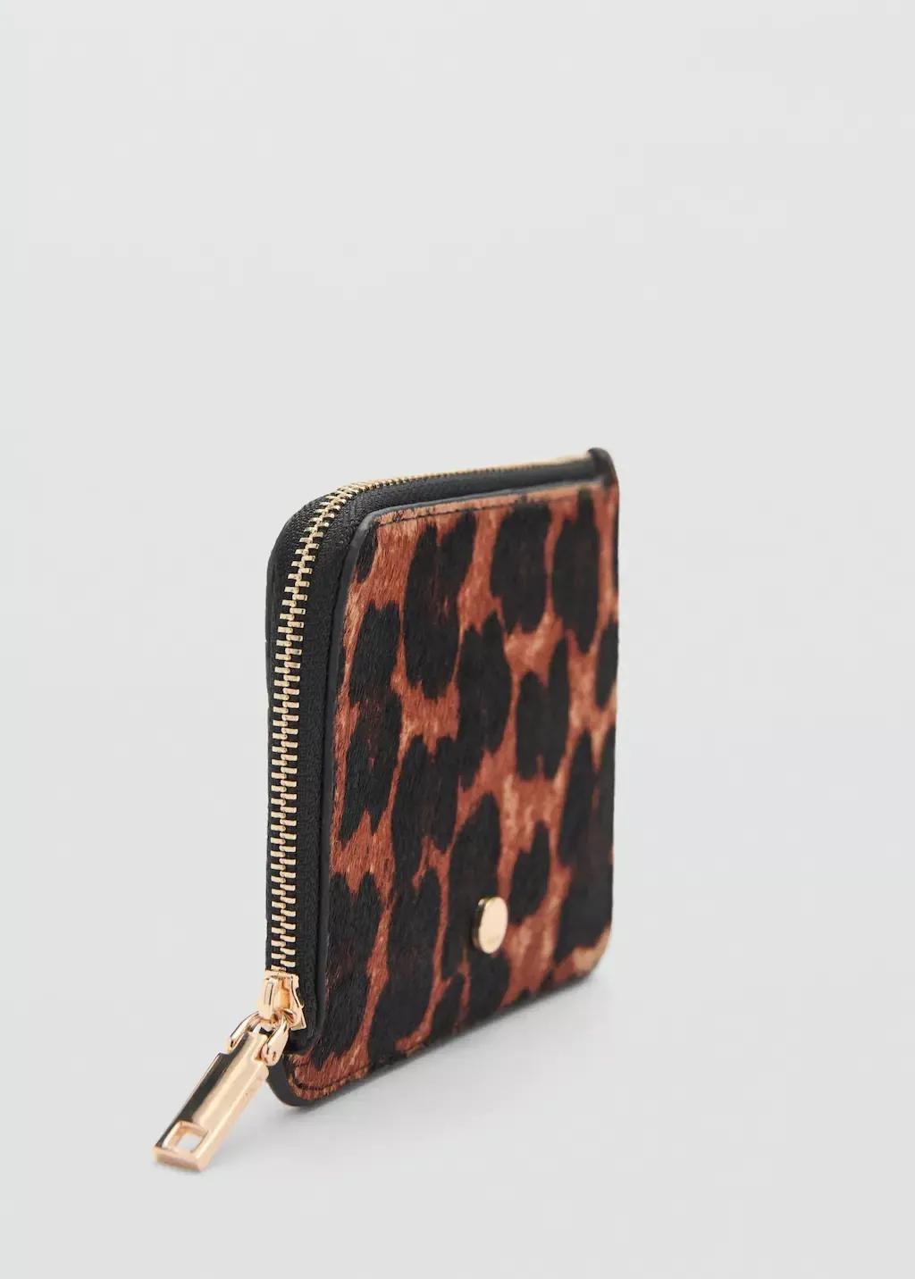Brown 100% Leopard Fur Leather Purse, Brown, large image number 0