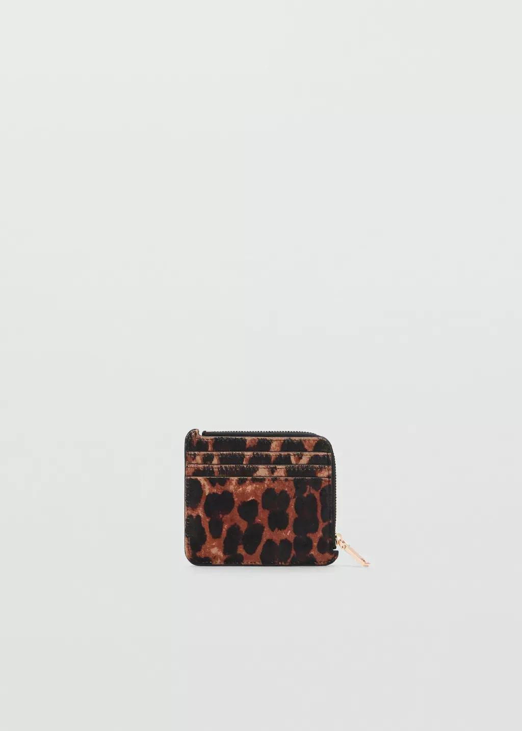 Brown 100% Leopard Fur Leather Purse, Brown, large image number 2