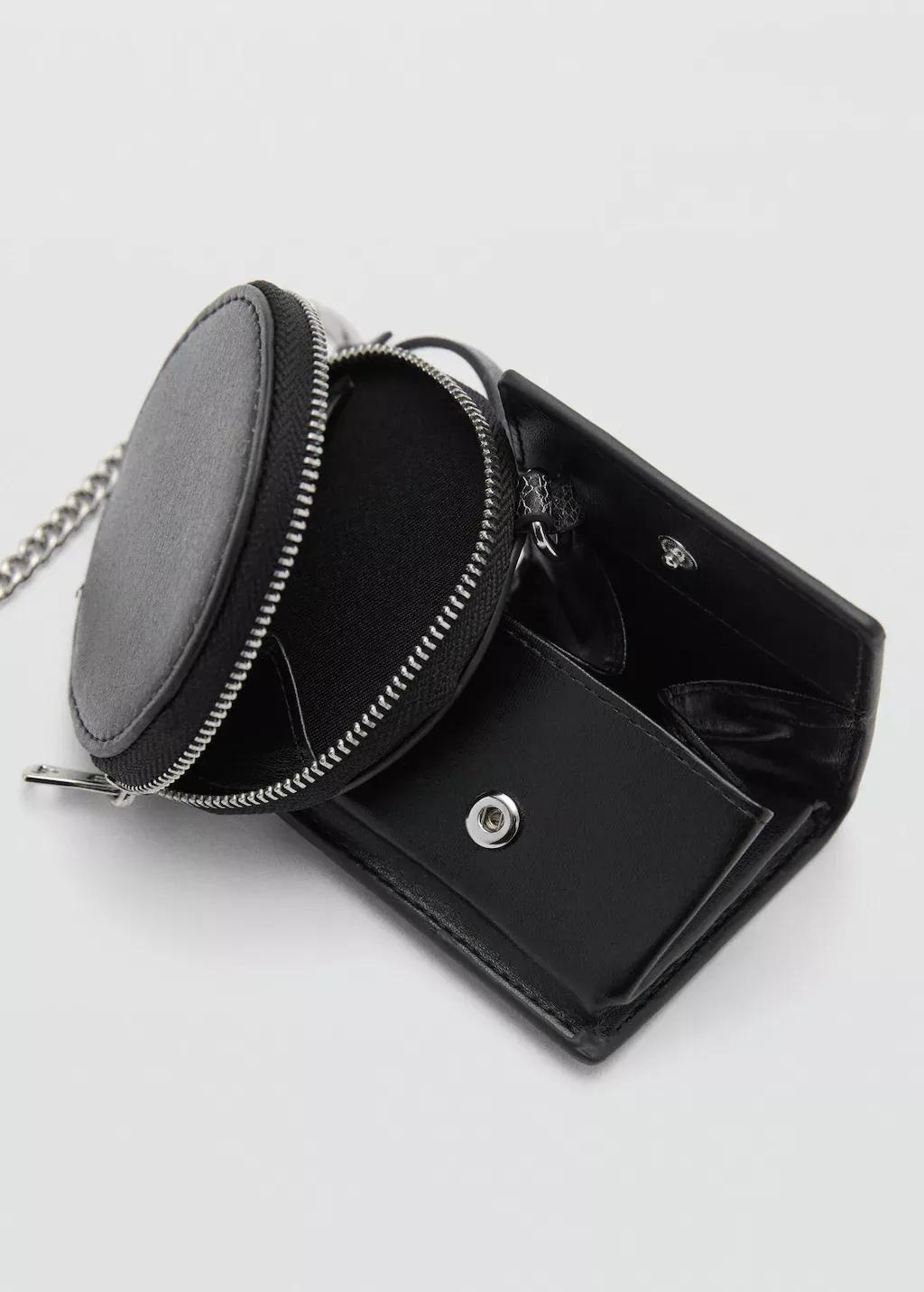 Black Double-Mirror Purse, Black, large image number 0