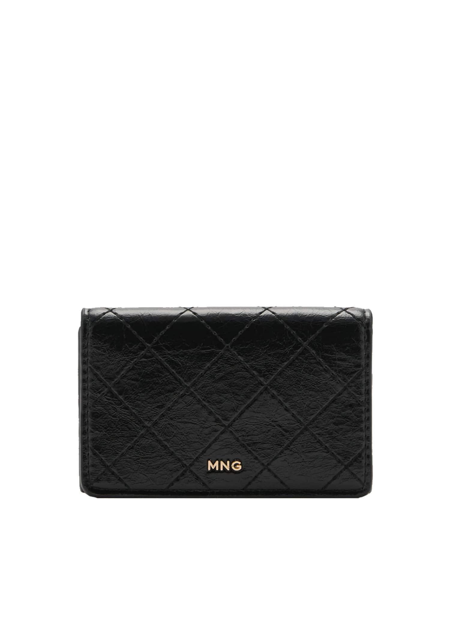 Black Coin Purse With Flap And Decorative Stitching, Black, large image number 3