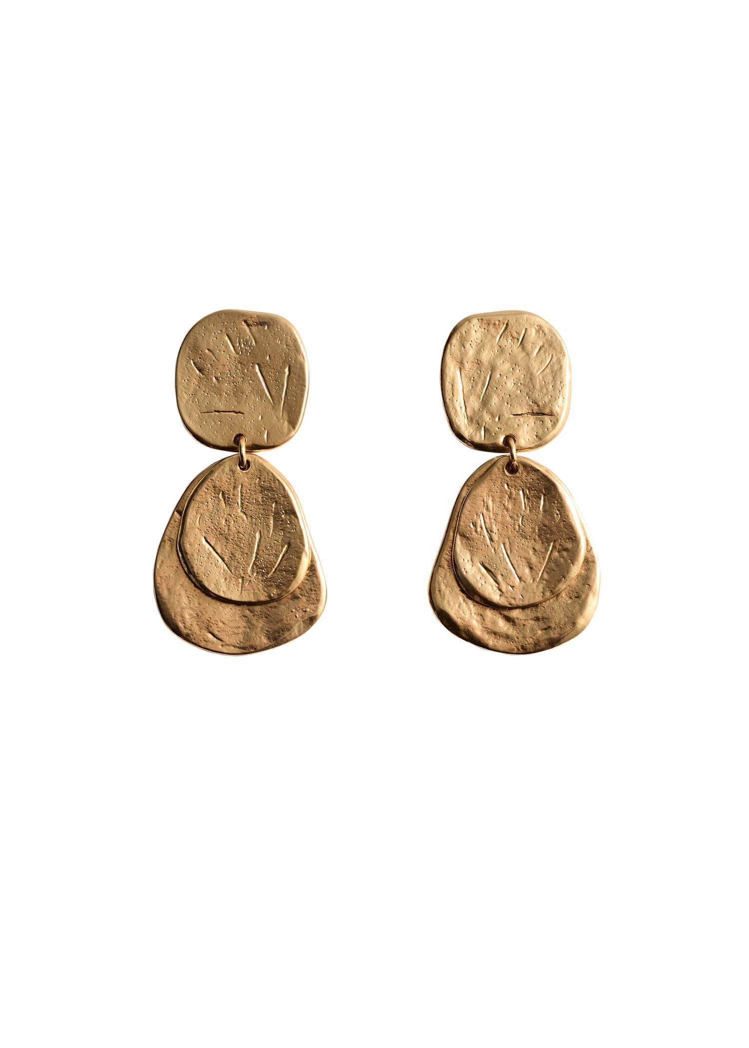 Gold Long Coin Earrings, 0201_OR, large image number 2