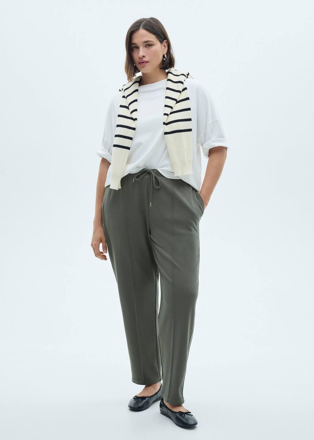 Khaki Jogger Seams Pants, , large image number 3