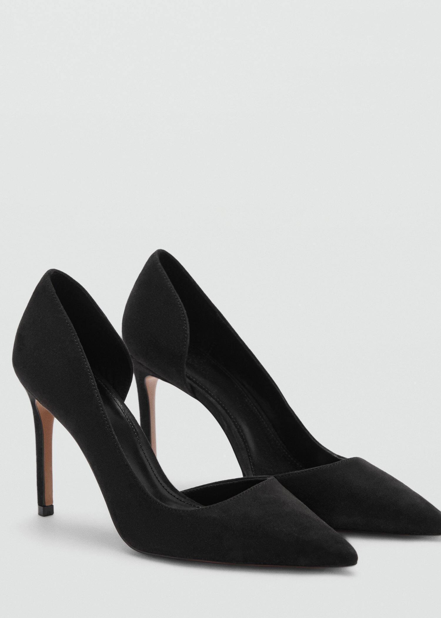 Black Asymmetrical Heeled Shoes, Black, large image number 0