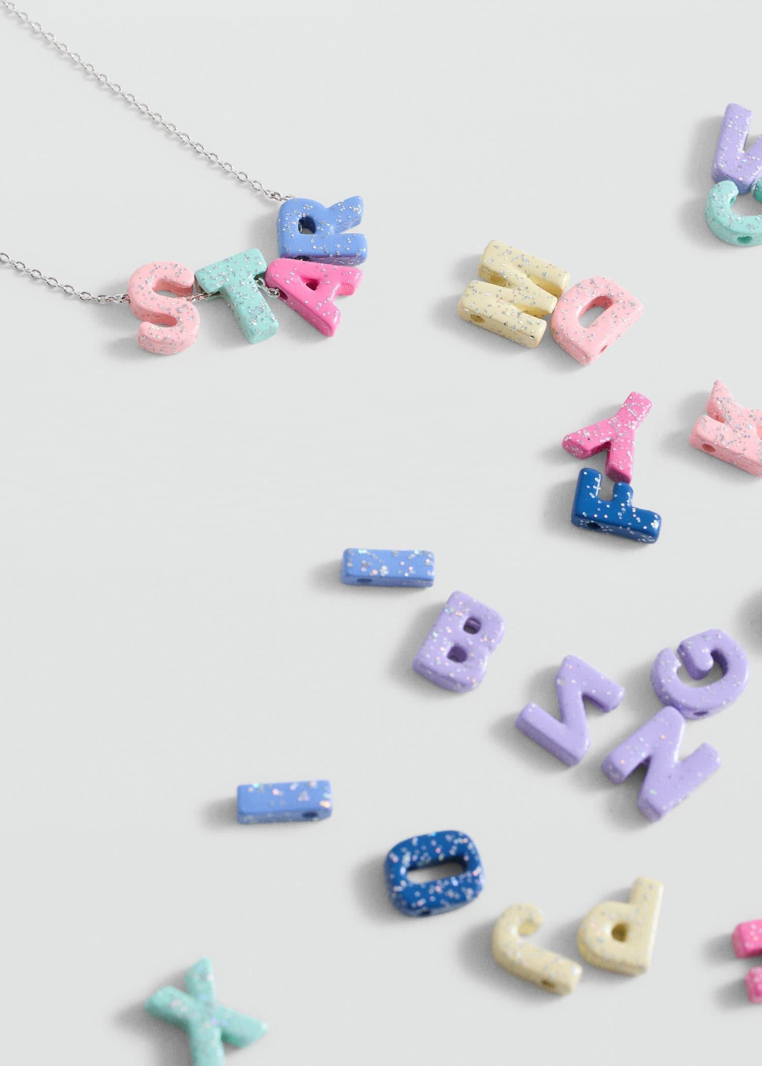 Silver Letters Bead Necklace, Kids Girl, Silver, large image number 0