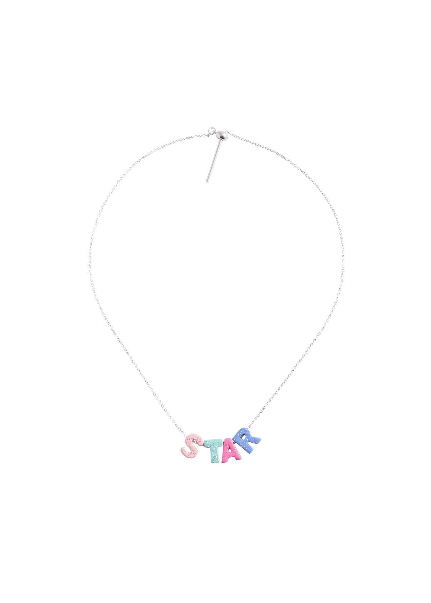 Silver Letters Bead Necklace, Kids Girl, Silver, large image number 1