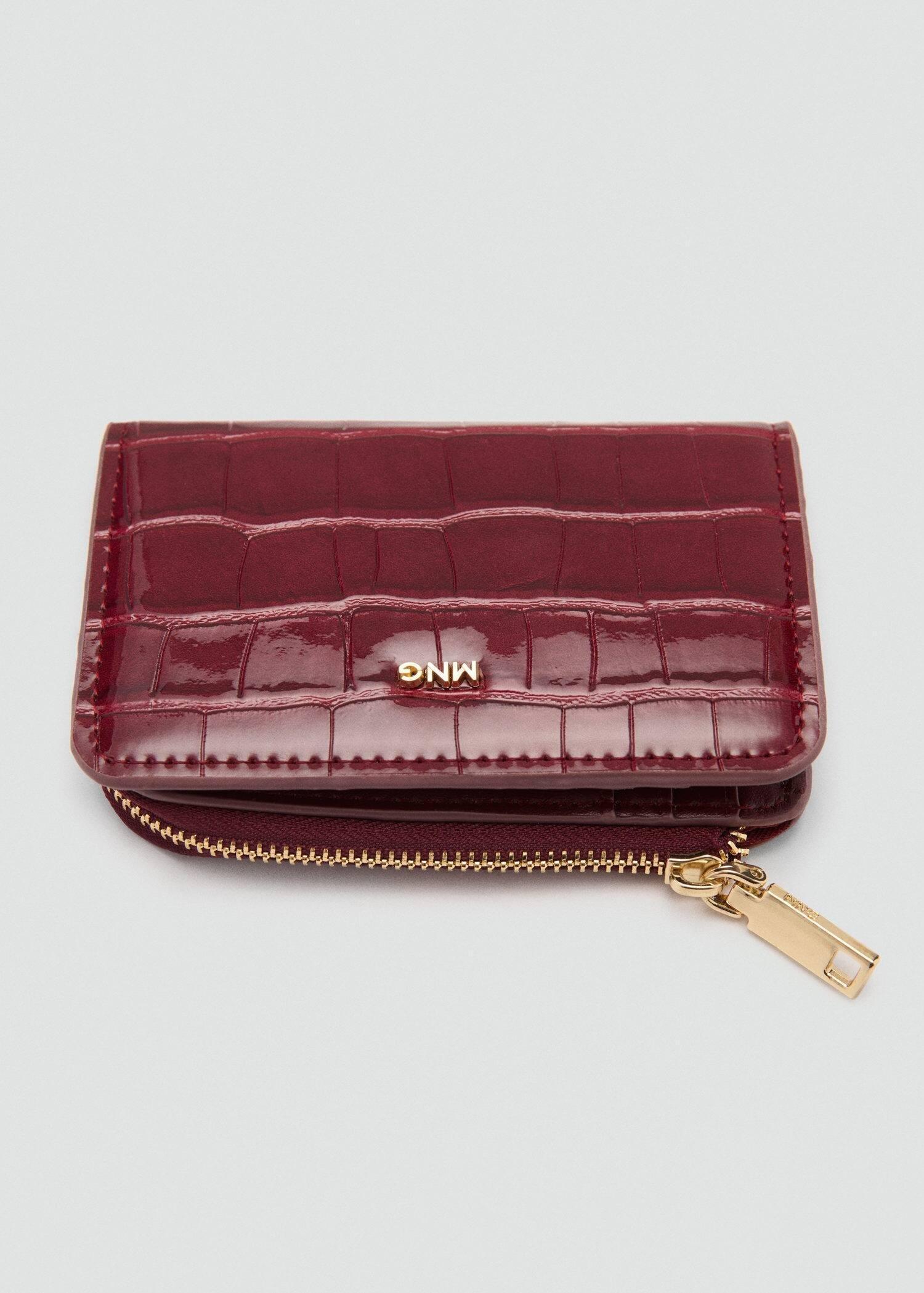 Red Crocodile-Effect Wallet, Dark Red, large image number 1