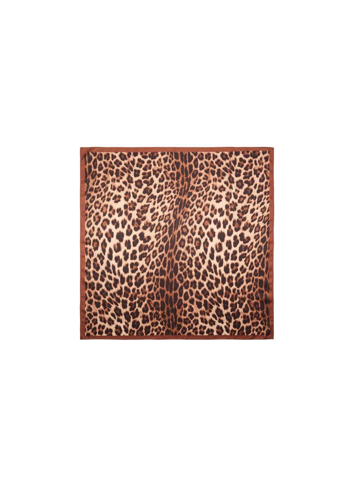 Brown Leopard Printed Scarf, Brown, large image number 2