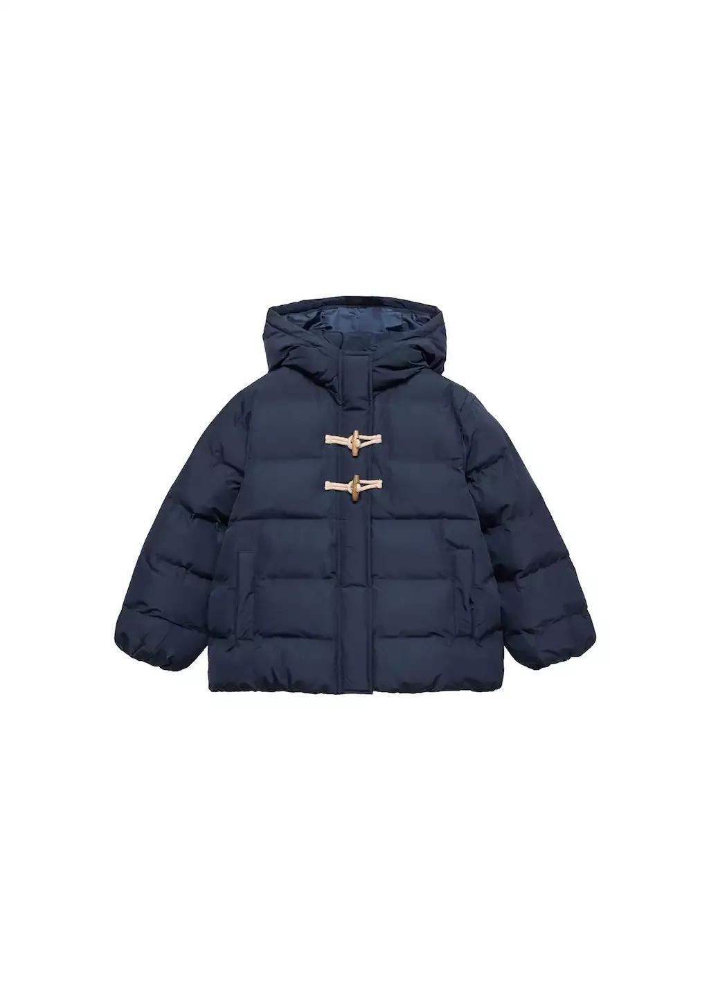 Navy Hood Quilted Coat, Kids Girl, , medium