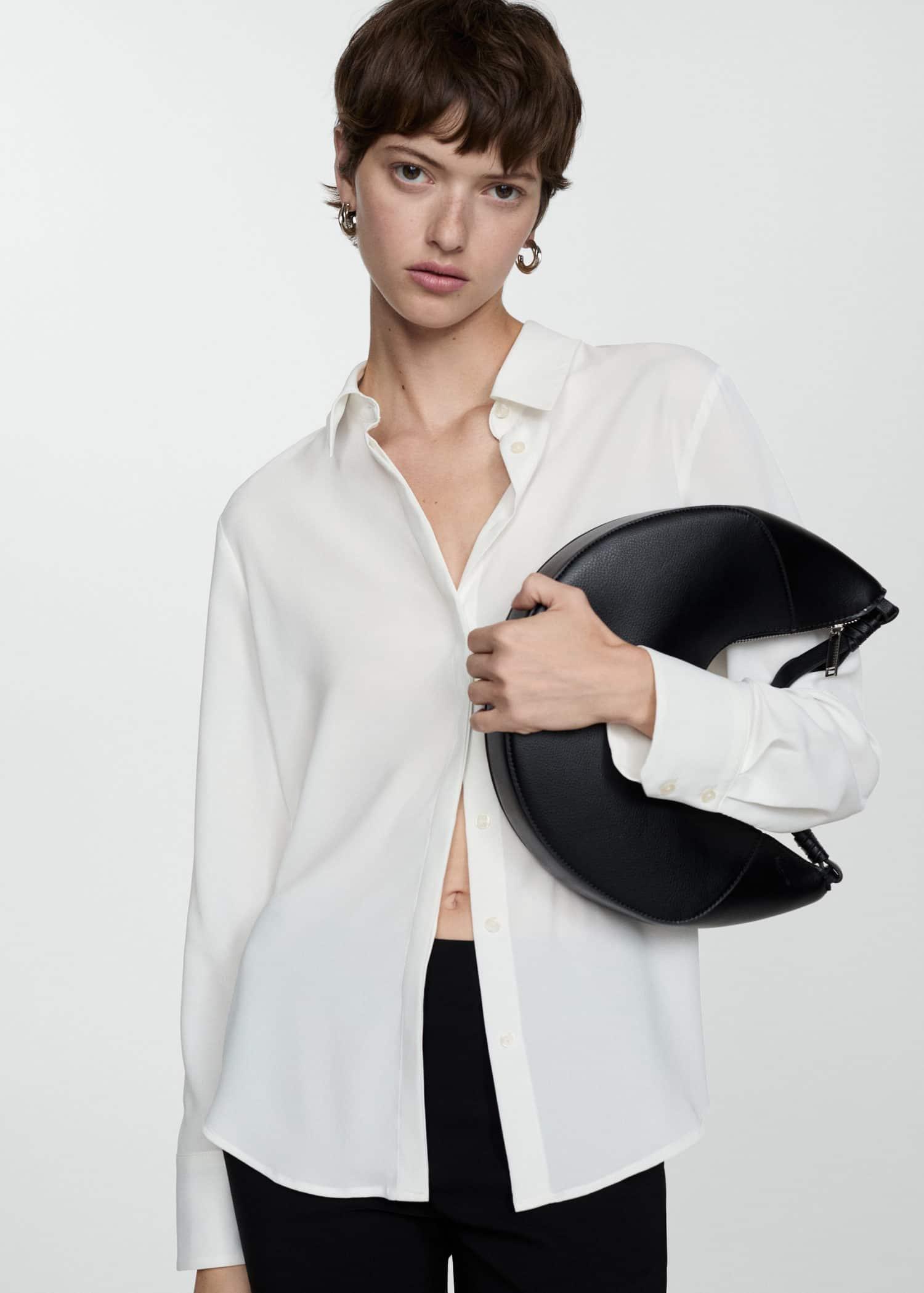White Fluid Long-Sleeved Shirt, , large image number 0