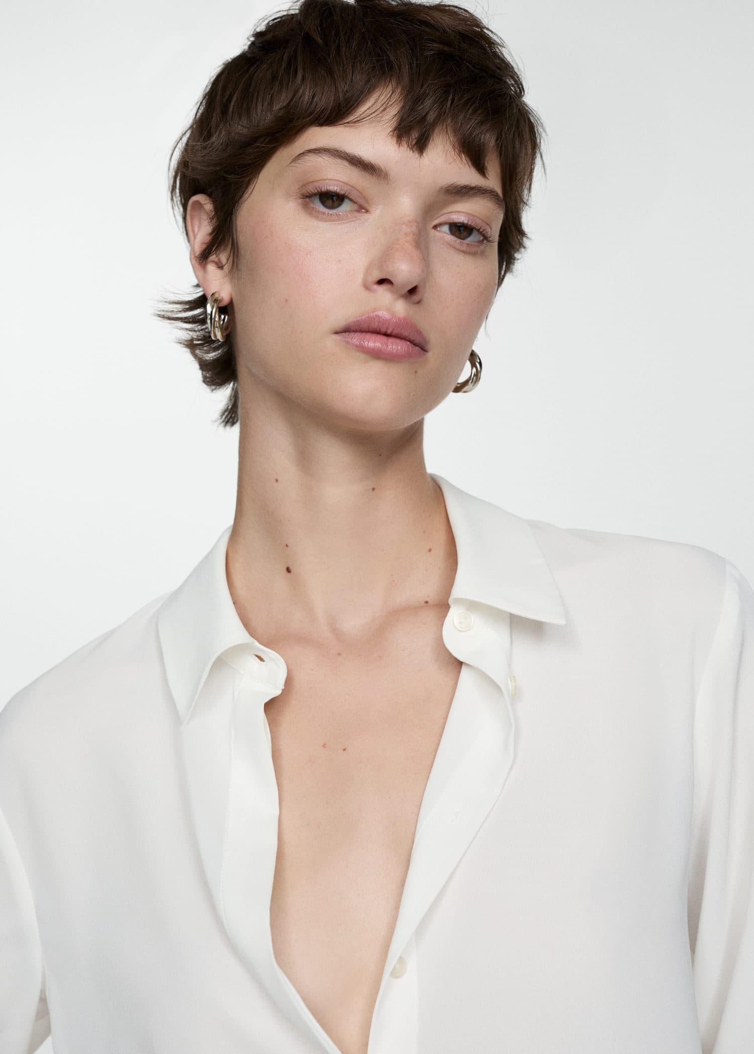 White Fluid Long-Sleeved Shirt, , large image number 1