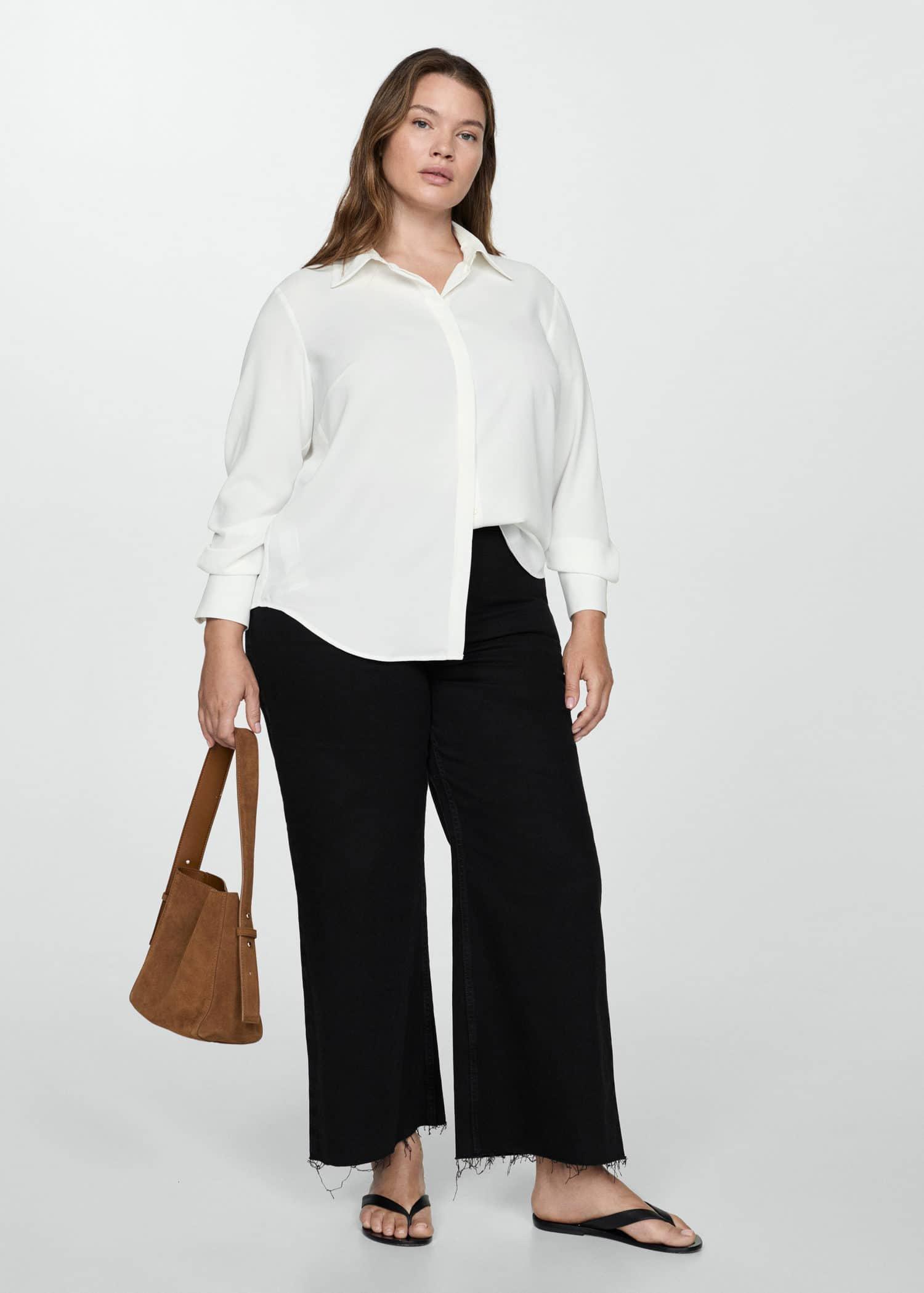 White Fluid Long-Sleeved Shirt, , large image number 2