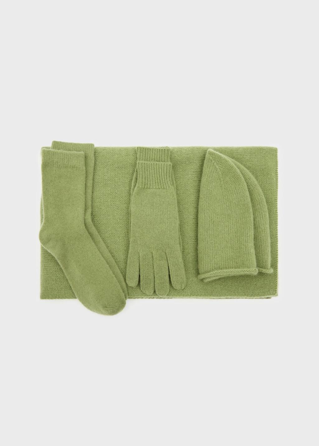 Green 100% Cashmere Beanie, Green, large image number 1