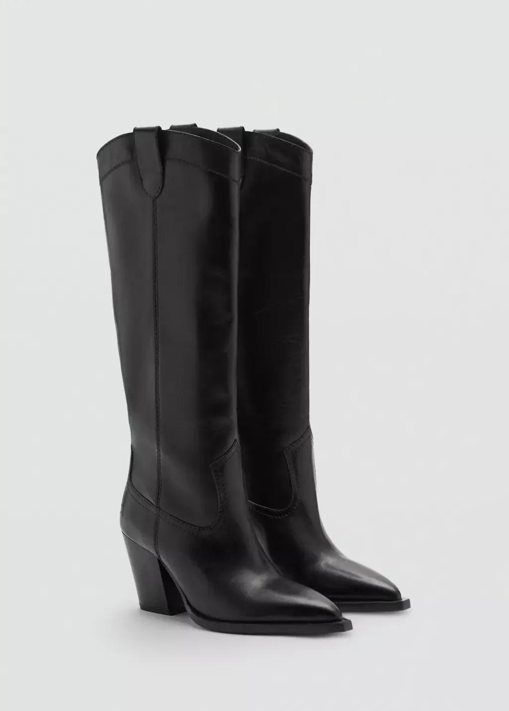 Black Cowboy Leather Boots, , large image number 0
