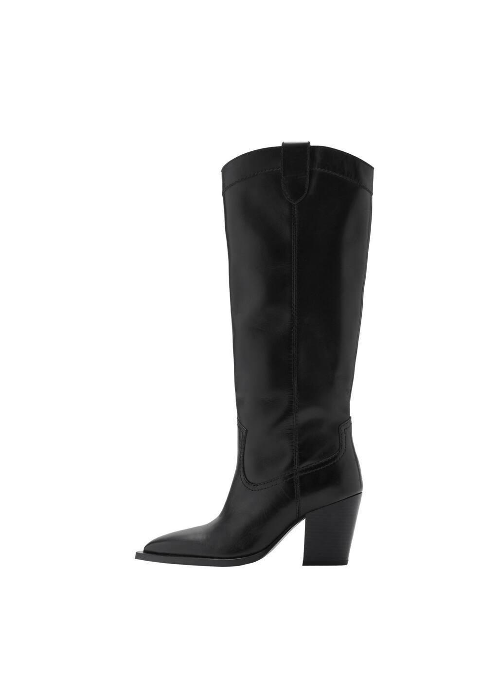 Black Cowboy Leather Boots, , large image number 3
