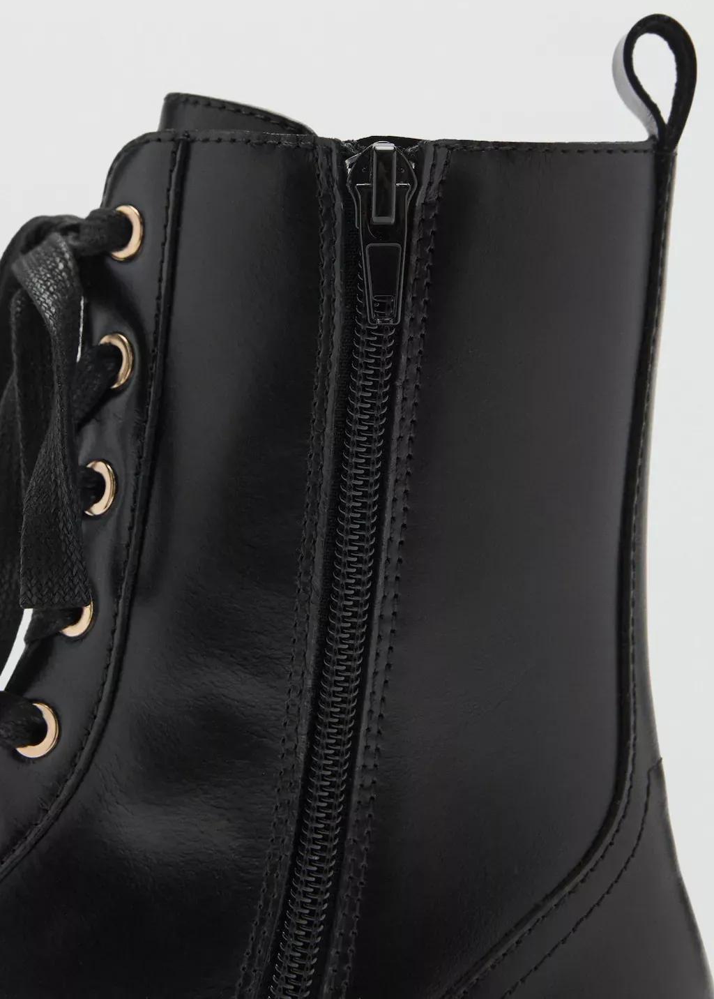 Black Lace-Up Leather Boots, , large image number 1