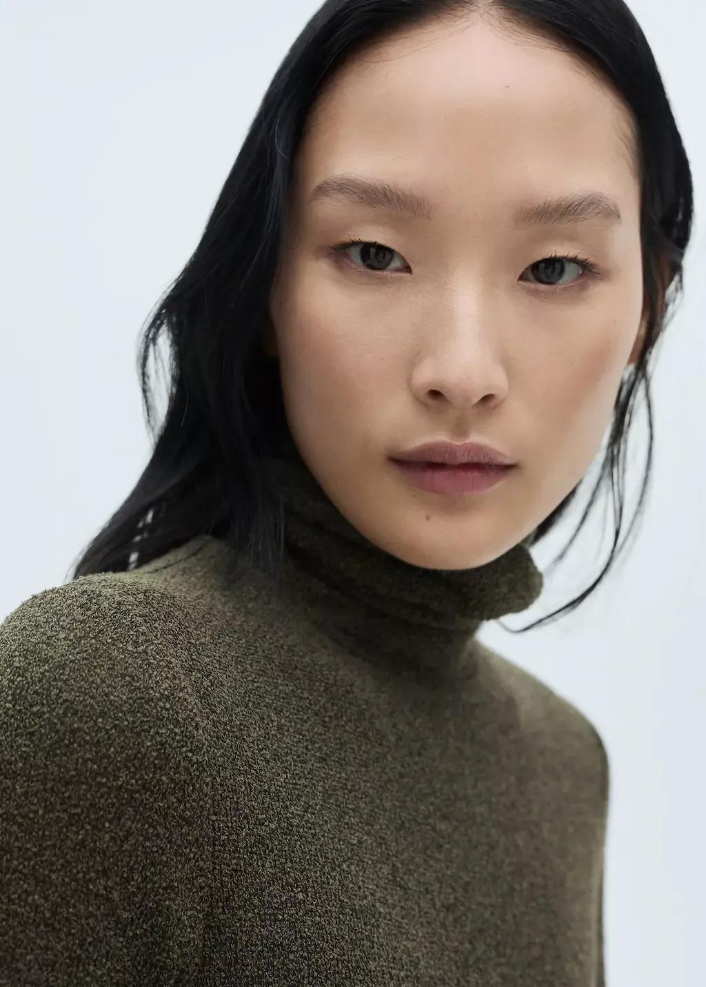 Green Knitted Turtleneck Dress, , large image number 1