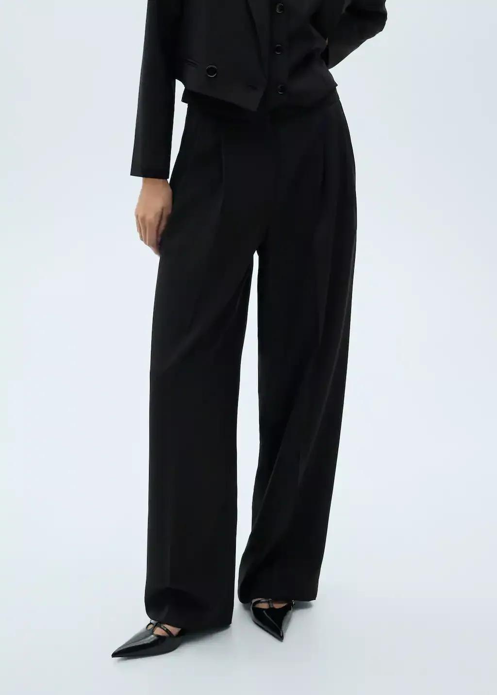 Mango Black Straight-Fit Suit Trousers | Azadea UAE