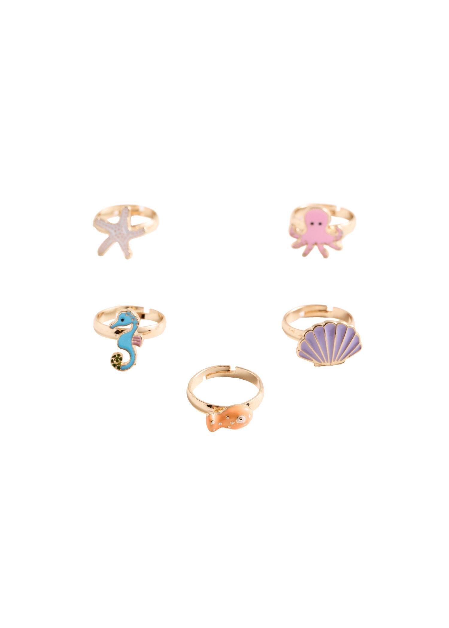 Silver Combined Rings - Set Of 5, Kids Girls, Silver, large image number 1
