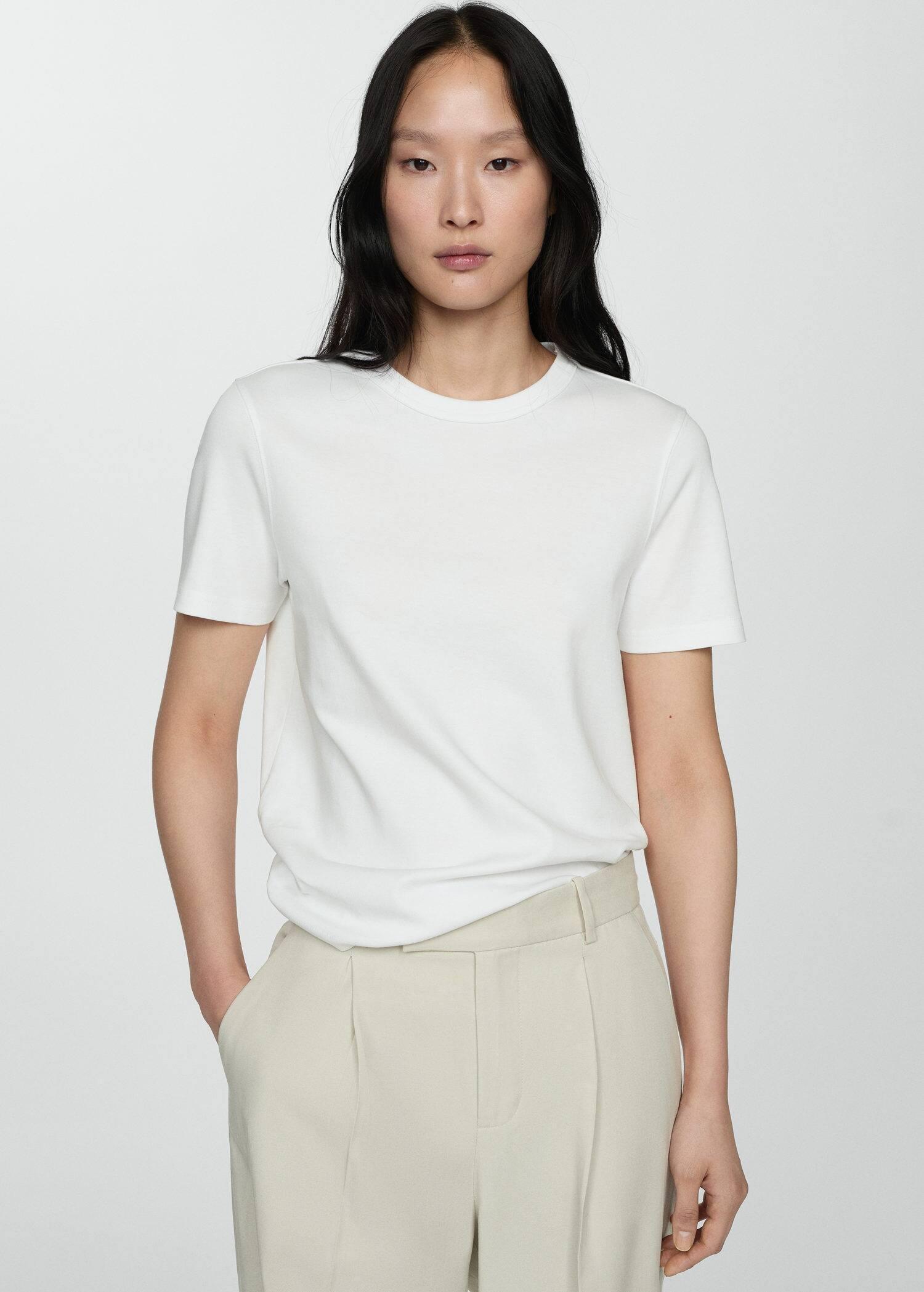 White Short-Sleeved Cotton T-Shirt, , large image number 0