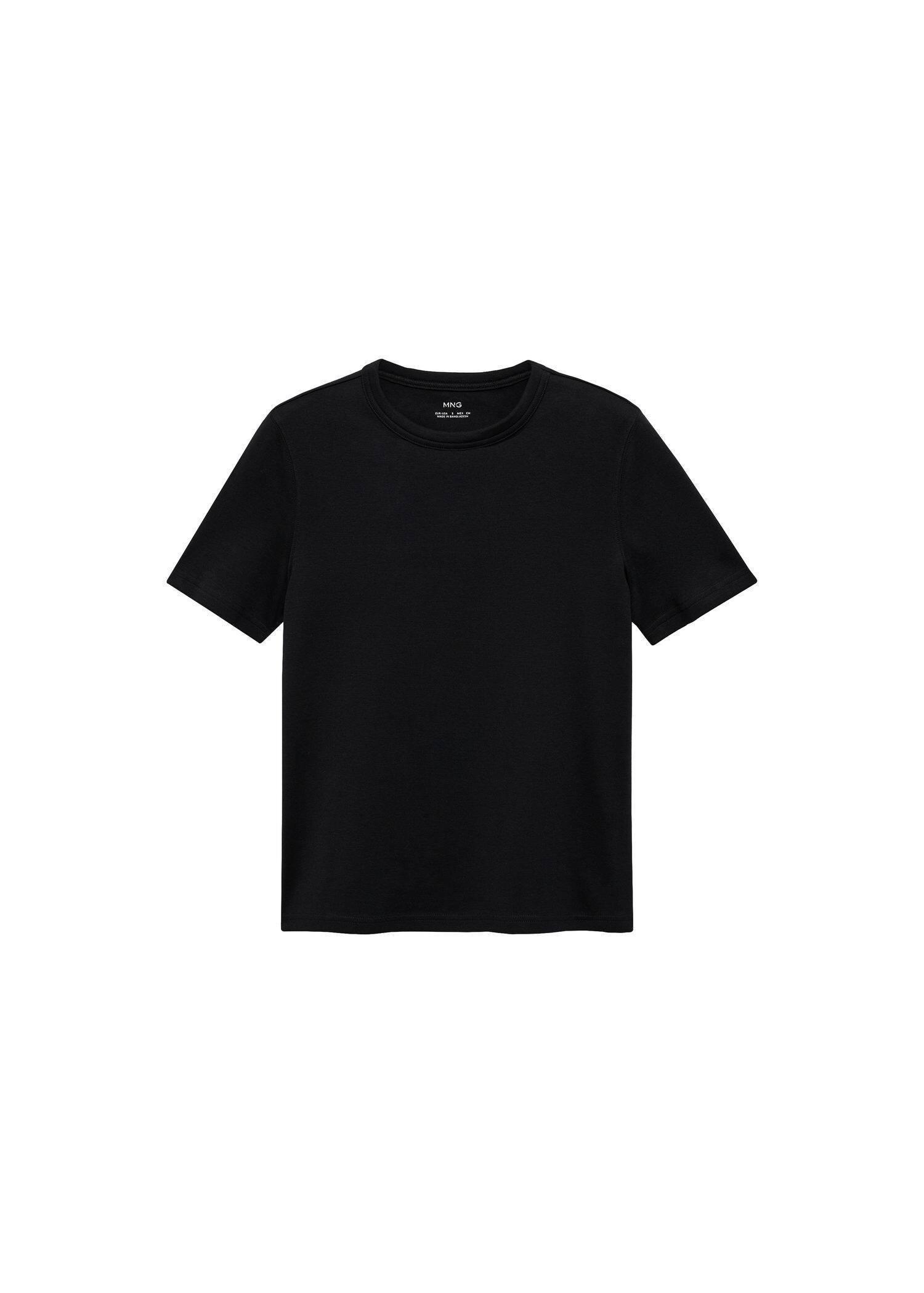 Black Short-Sleeved Cotton T-Shirt, , large image number 3