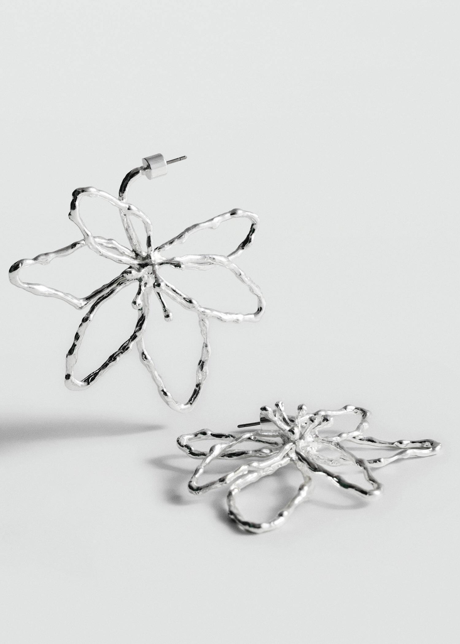 Silver Maxi Flower Earrings, Silver, large