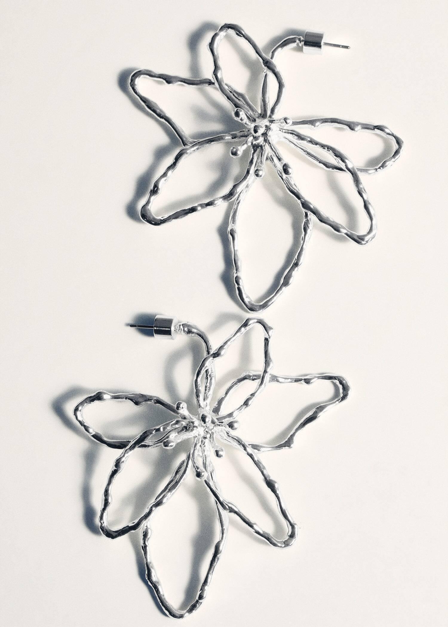 Silver Maxi Flower Earrings, Silver, large image number 2