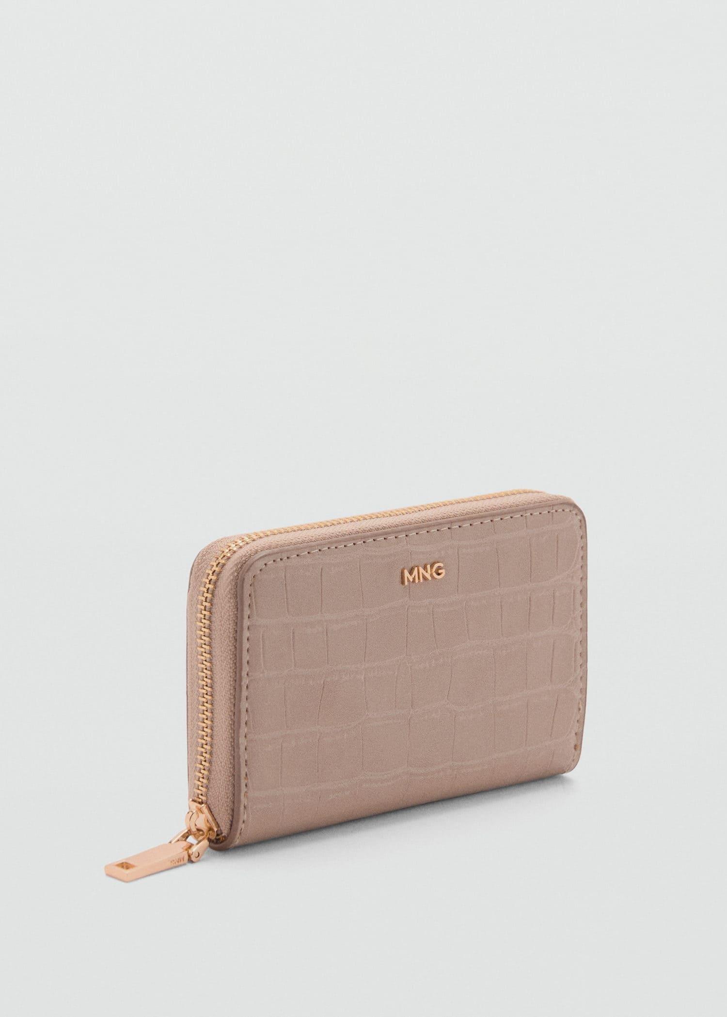 Brown Lt Pastel Crocodile-Effect Purse, Light Pastel Brown, large image number 0