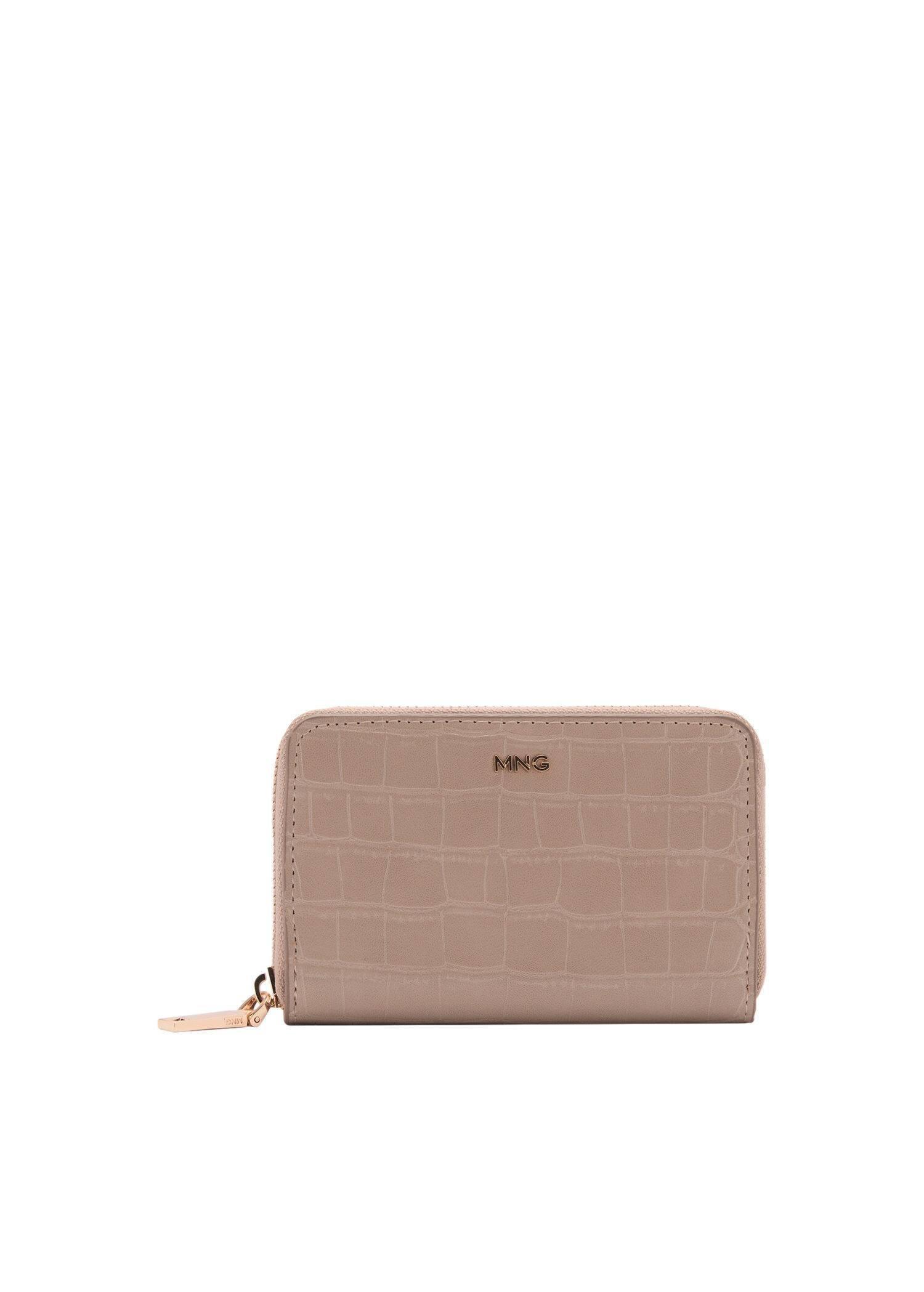 Brown Lt Pastel Crocodile-Effect Purse, Light Pastel Brown, large image number 3