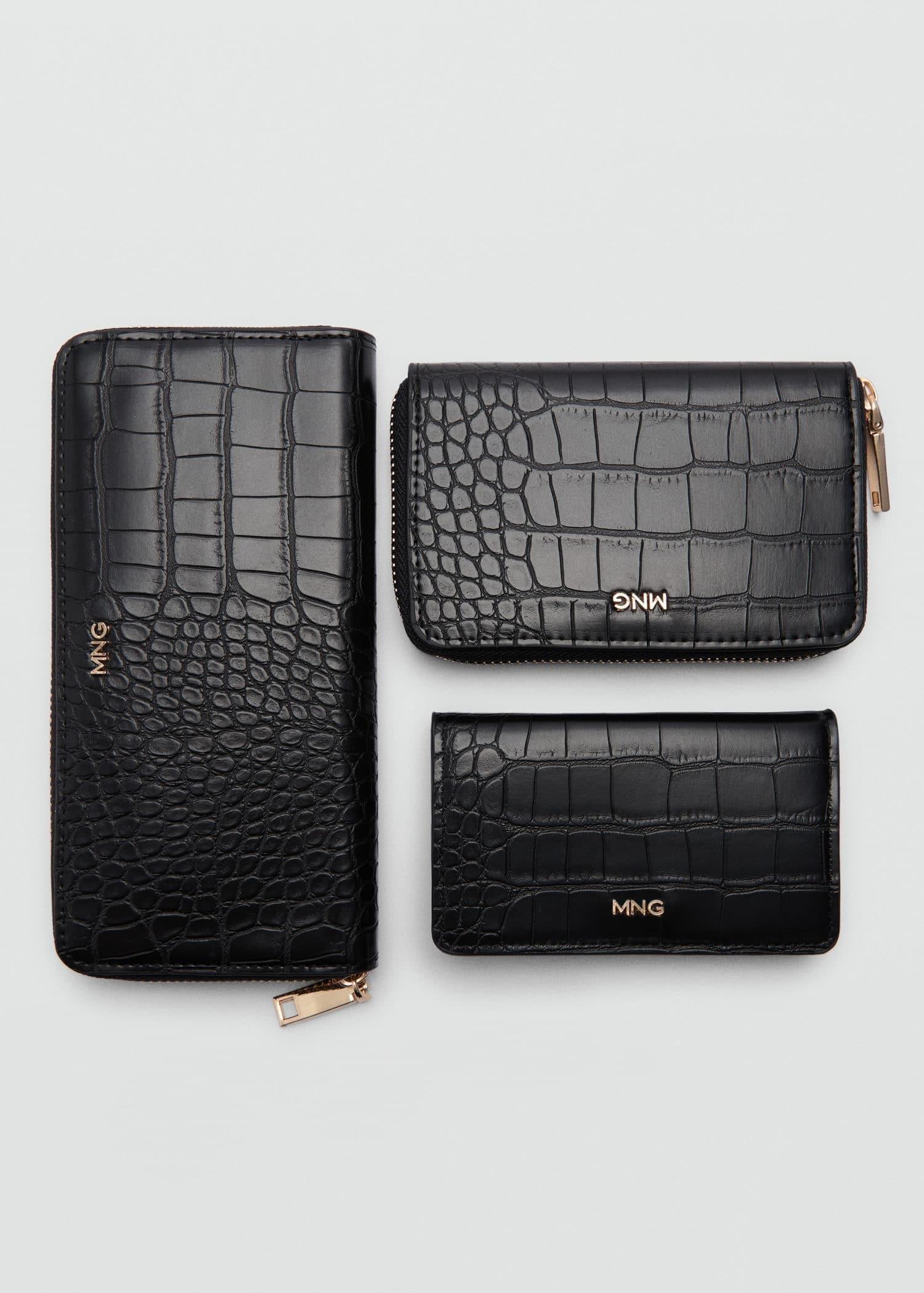 Black Crocodile-Effect Purse, , large image number 2