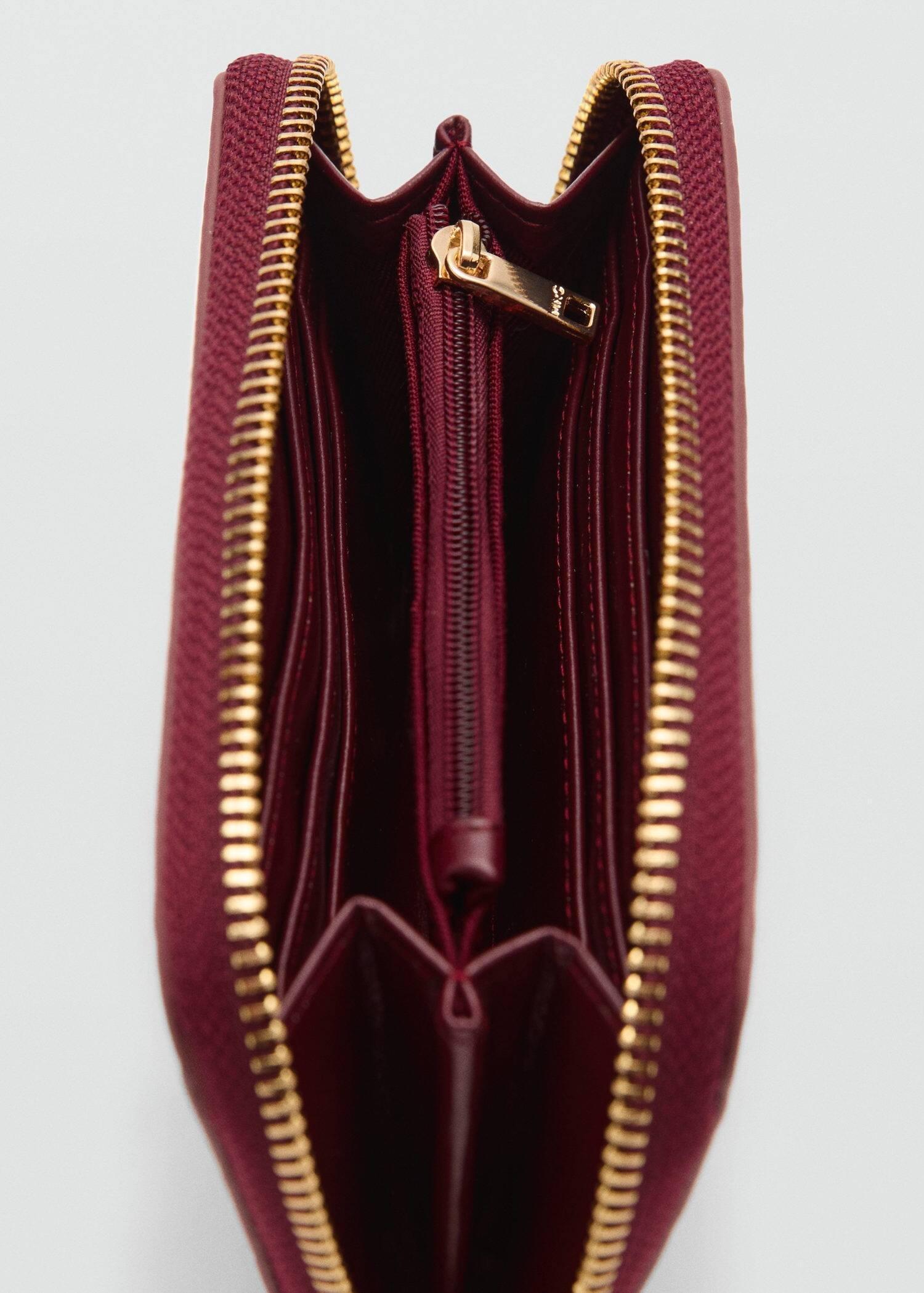 Red Crocodile-Effect Purse, Dark Red, large image number 0