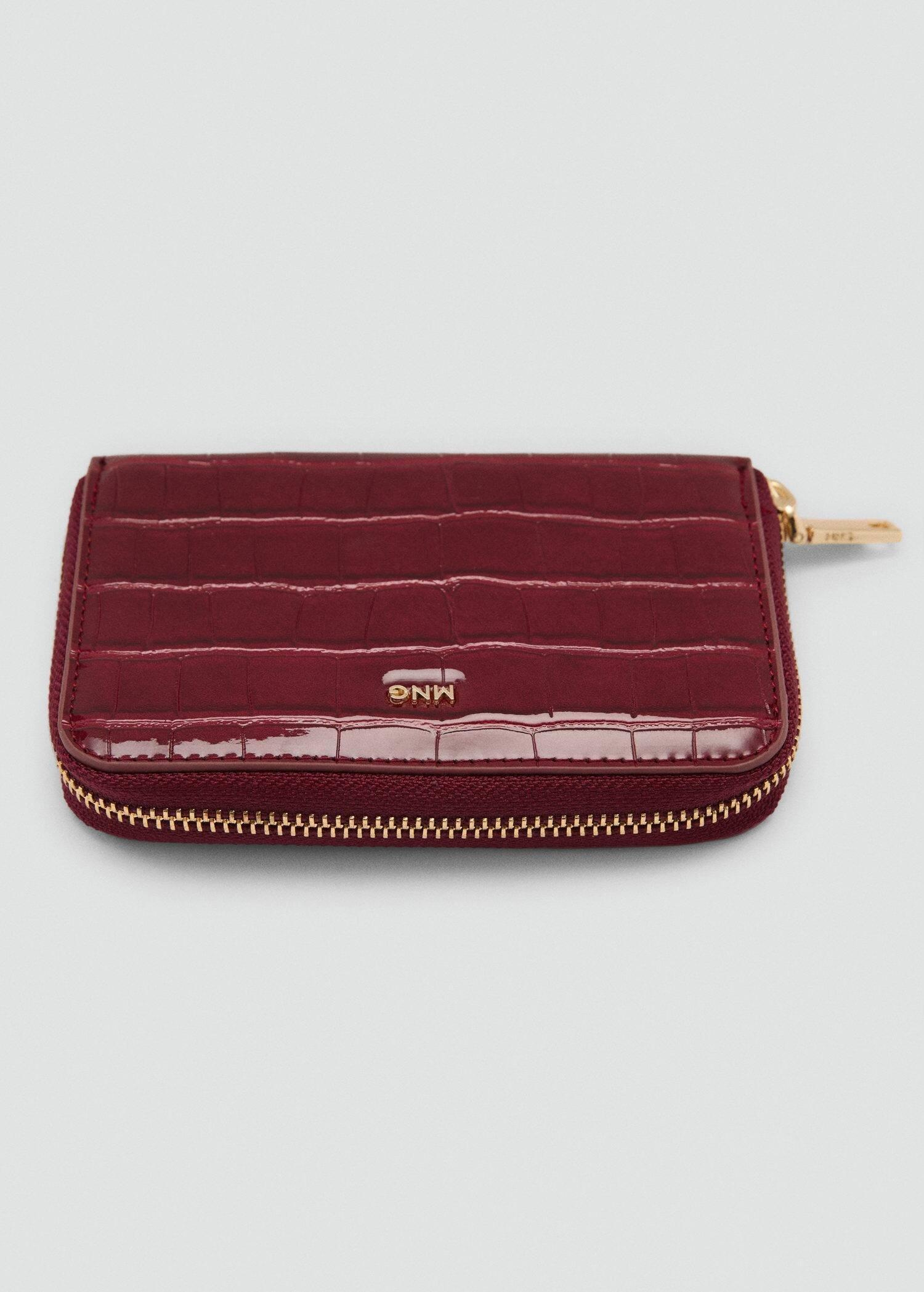 Red Crocodile-Effect Purse, Dark Red, large image number 1