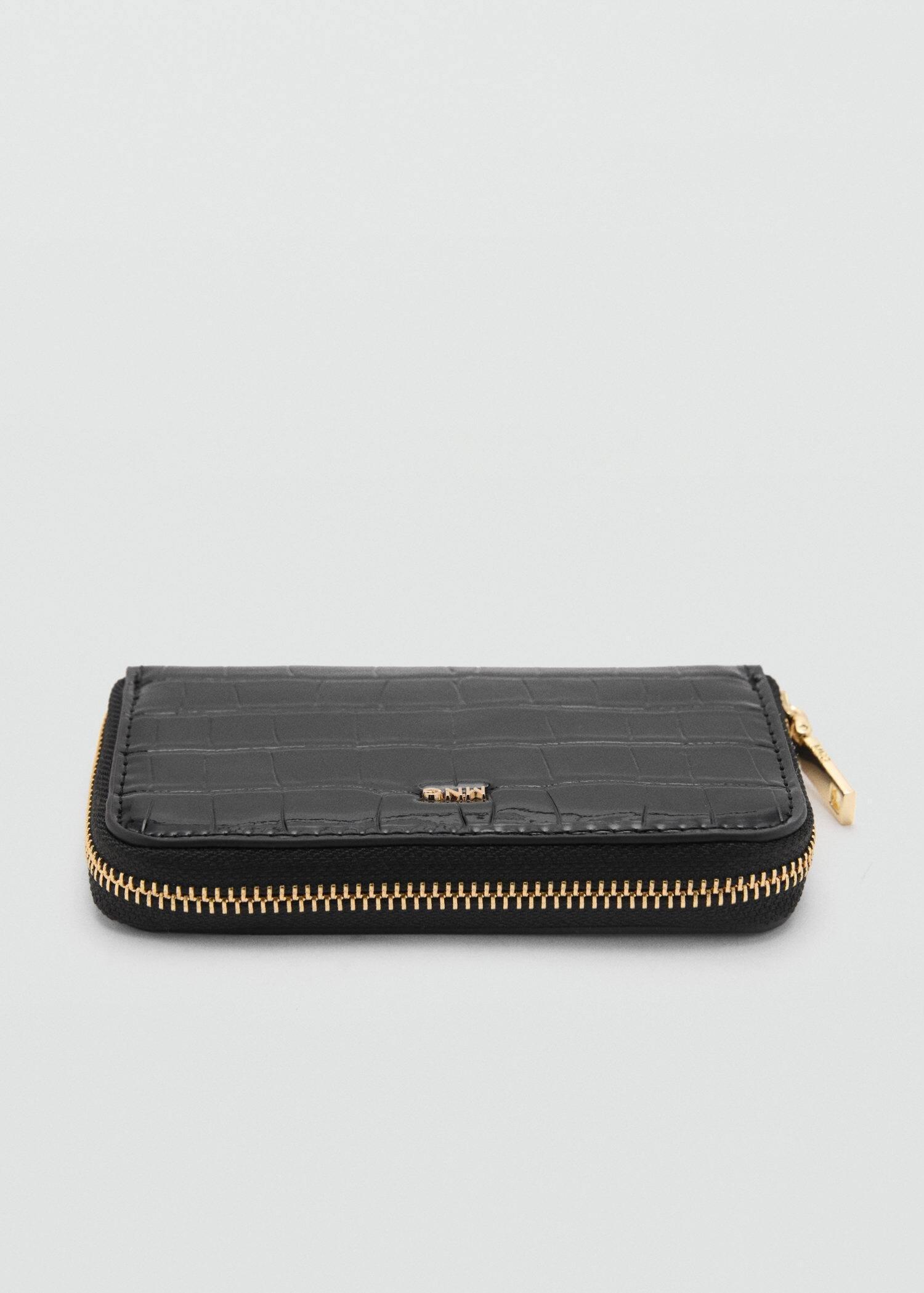 Black Crocodile-Effect Purse, Black, large image number 0