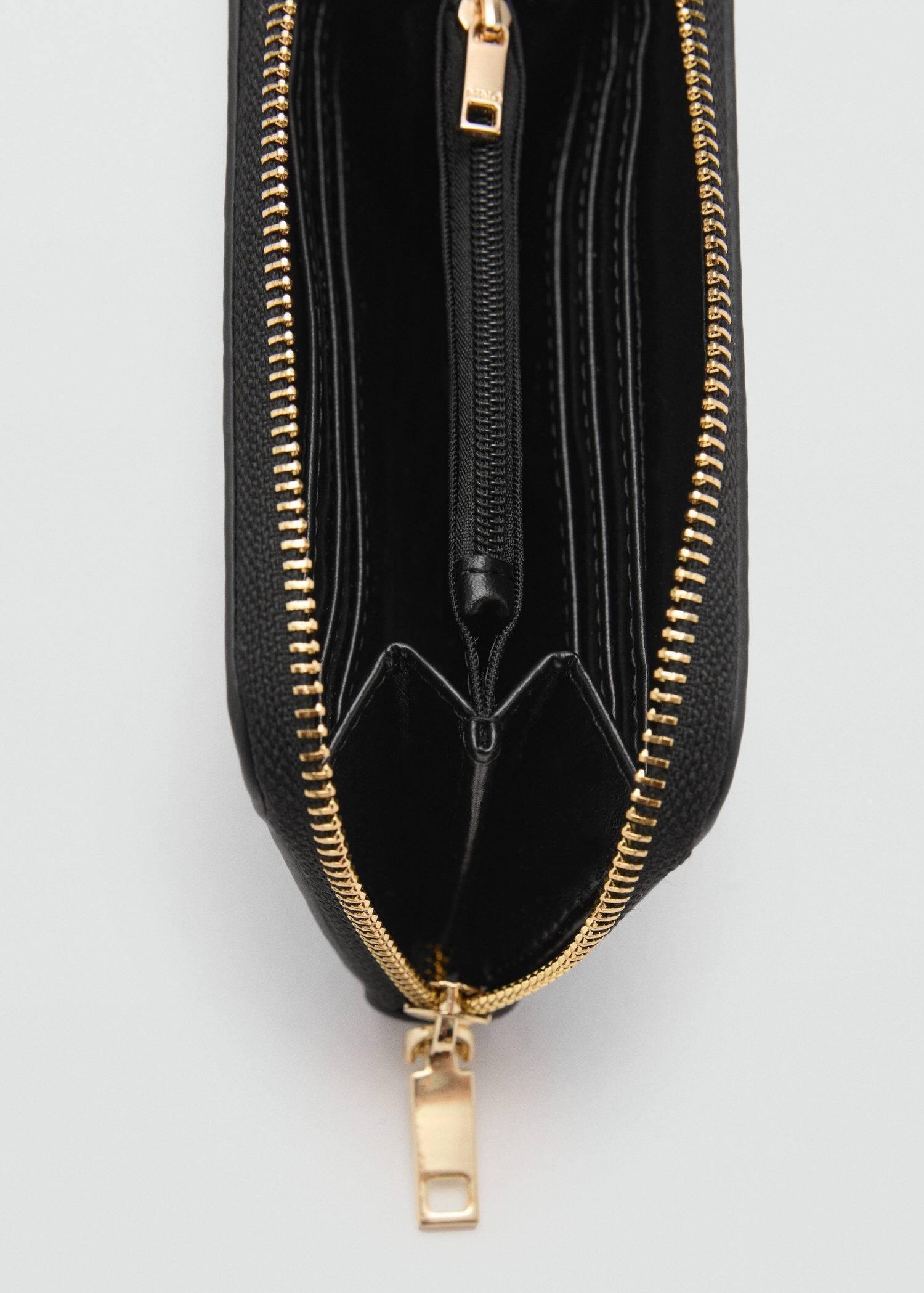 Black Crocodile-Effect Purse, Black, large image number 1