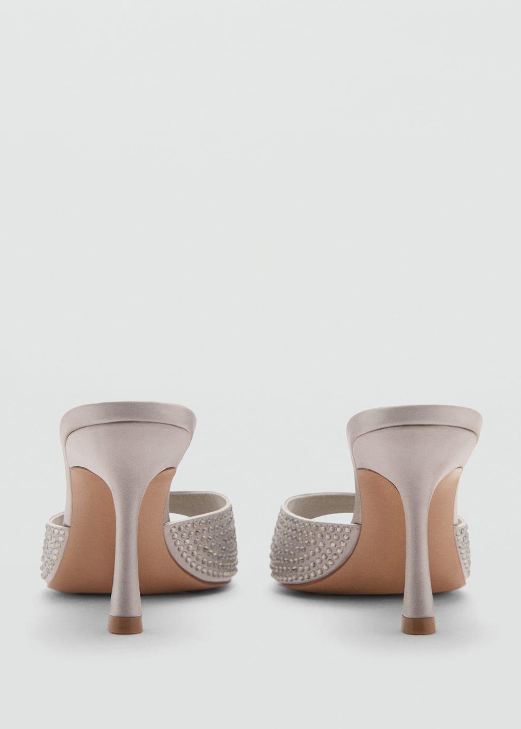 Grey Rhinestone Heeled Sandals, , large image number 1