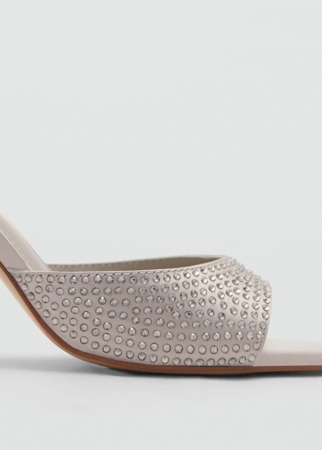 Grey Rhinestone Heeled Sandals, , large image number 2