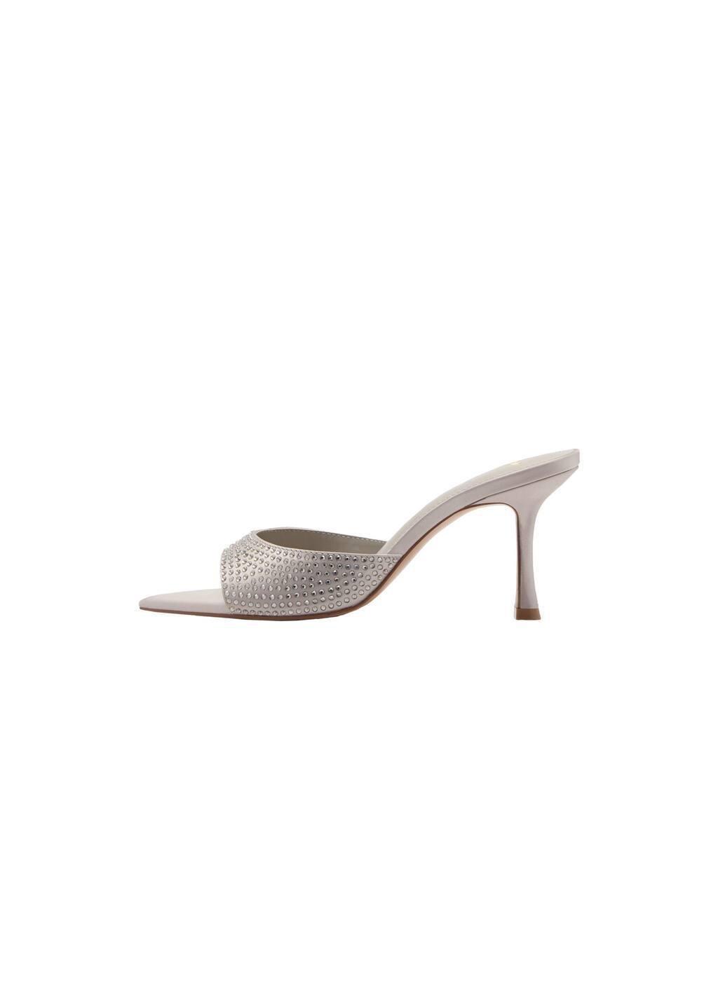 Grey Rhinestone Heeled Sandals, , large image number 3