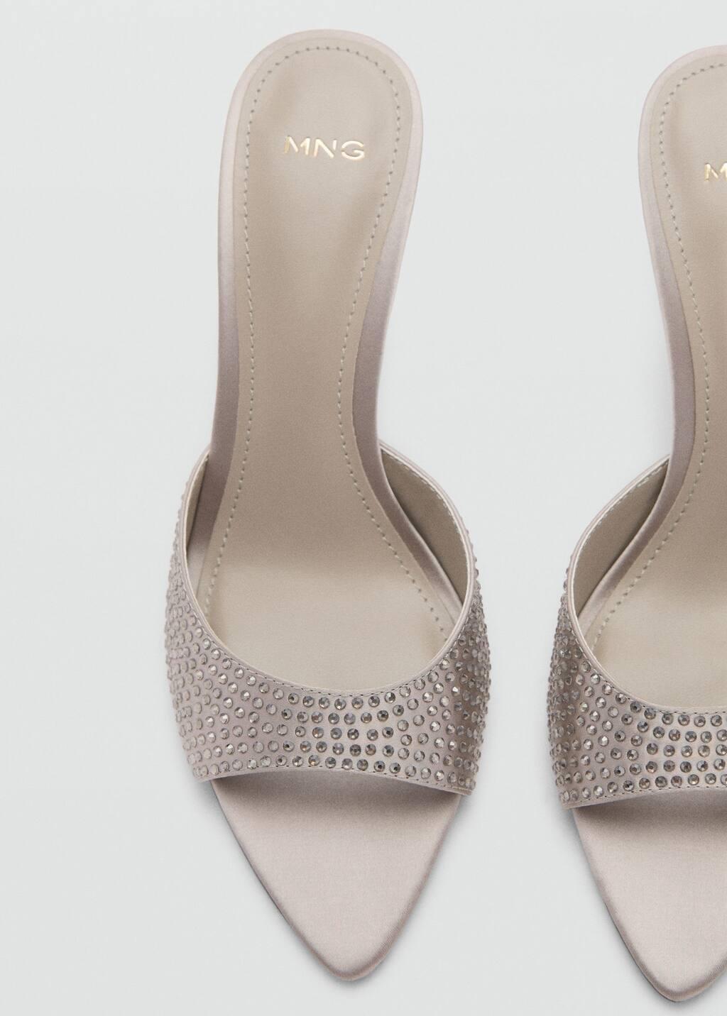 Grey Rhinestone Heeled Sandals, , large image number 4