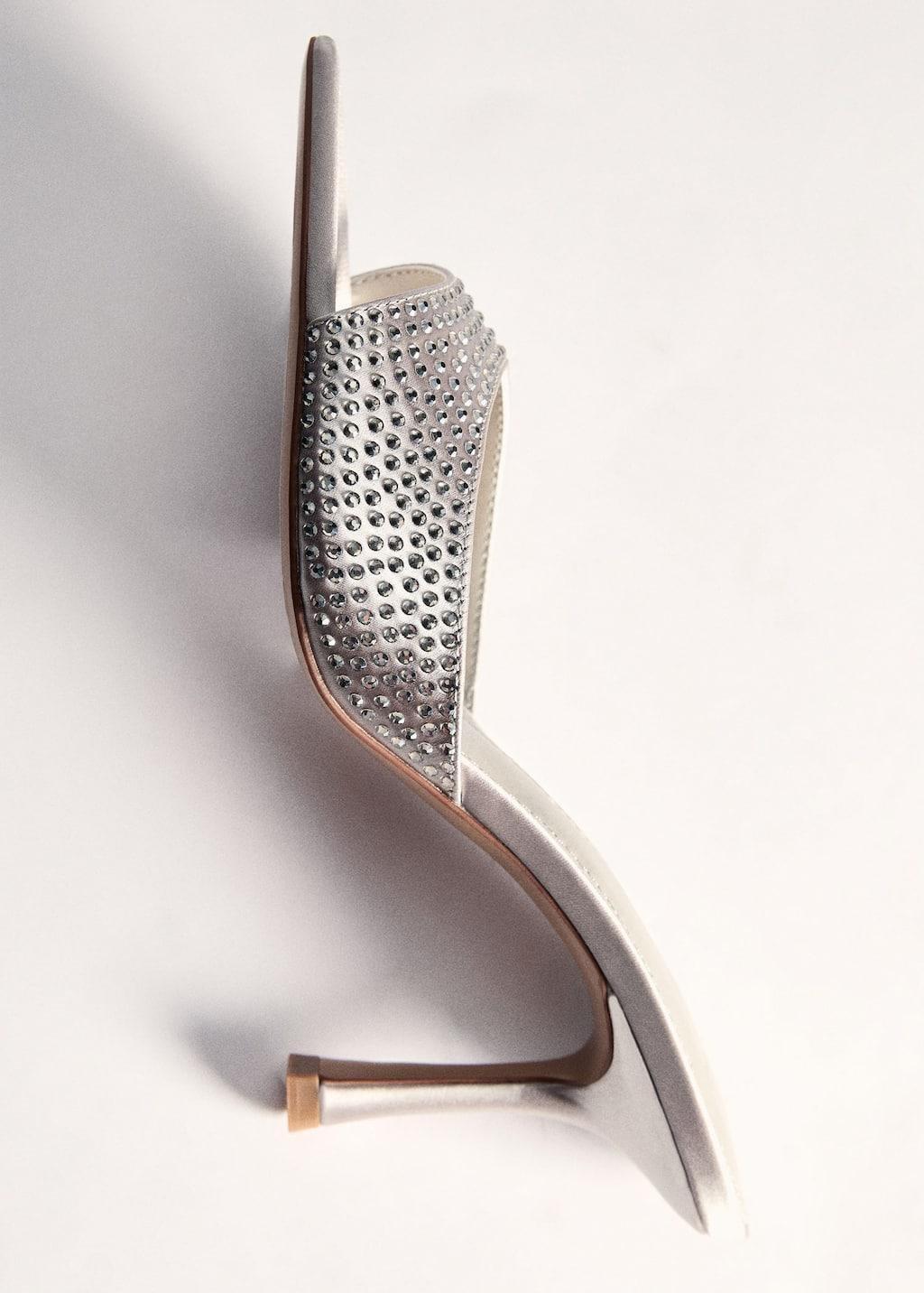 Grey Rhinestone Heeled Sandals, , large image number 5