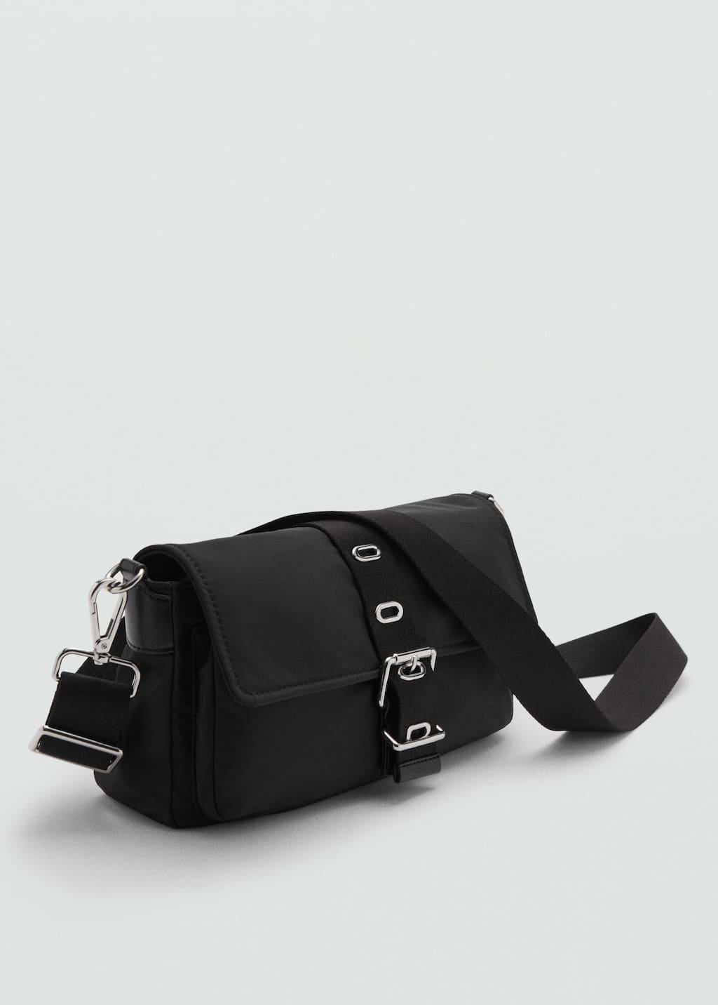 Black Plain Shoulder Bag, Black, large image number 0